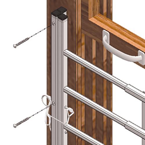 PRIME-LINE Segal S 4768 Carbon Steel Fixed 4-Bar Window Grill for Home Security and Child Safety, 21-1/4 In., White Black (1 Set)