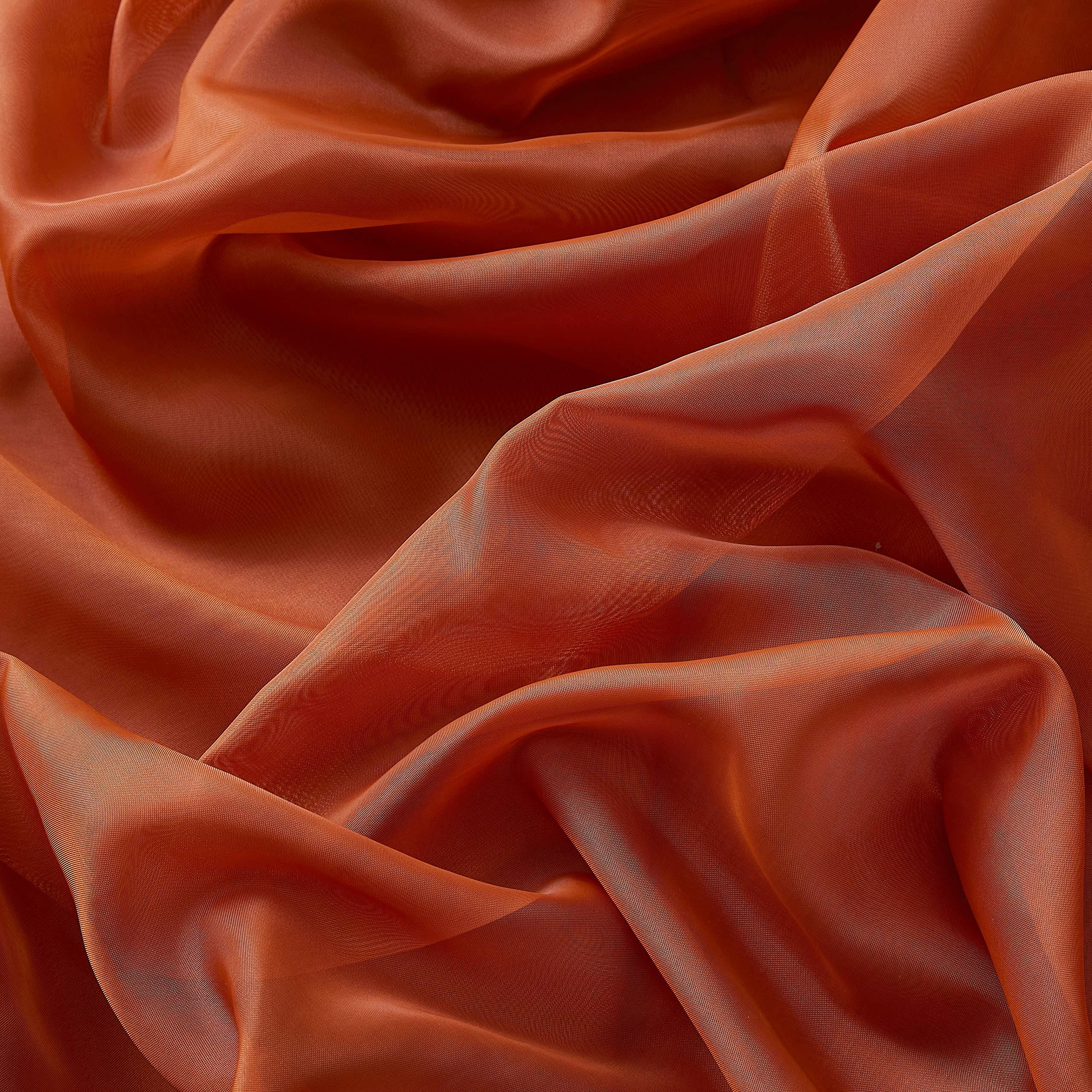 HLC.ME HLC.ME Rust Burnt Orange Sheer Voile Window Treatment Rod Pocket Curtain Panels for Bedroom and Living Room (54 x 84 inches Long, Set of 2)