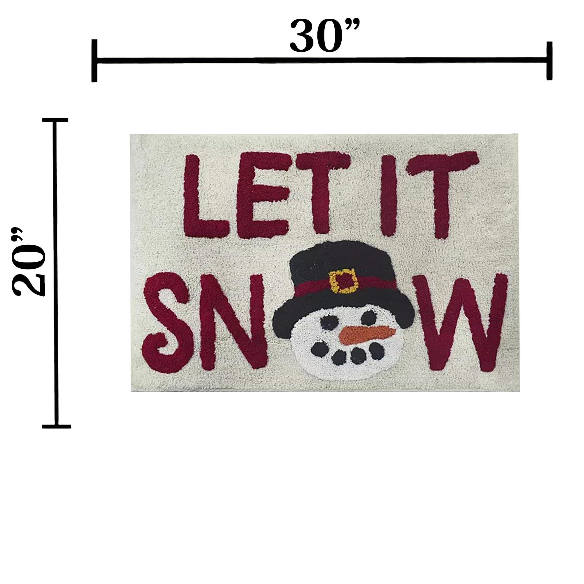 St. Nicholas Square St. Nicholas Square Bathroom Rug, Plush Let It Snow Snowman Themed Bath Mat 20 x 30, Machine Wash