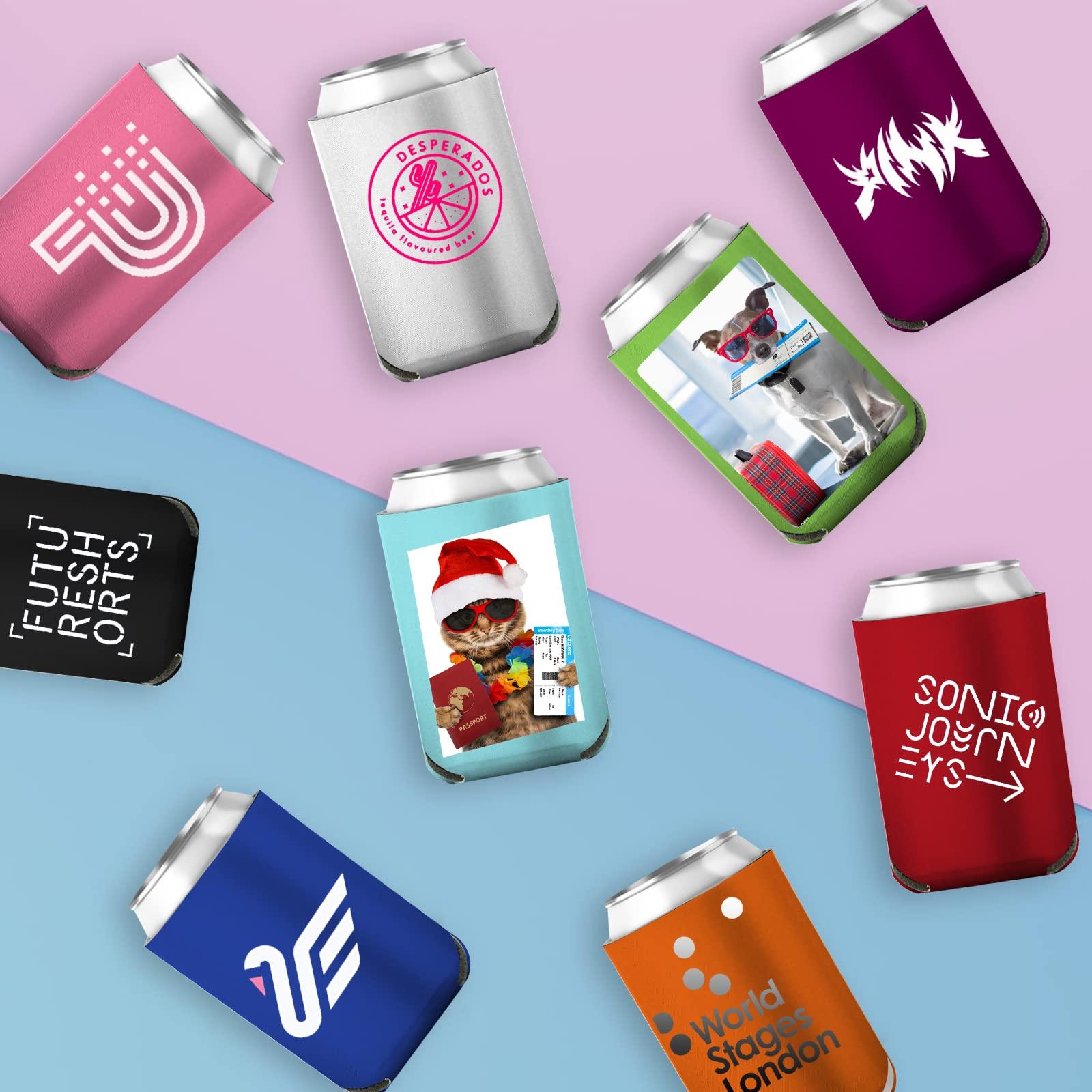 Genericfactory Personalized Can Cooler Sleeves Custom Beer Cozy Bulk Customized with Image Text Logo Insulated Beverage Bottle Holder Cover for Wedding Birthday Party