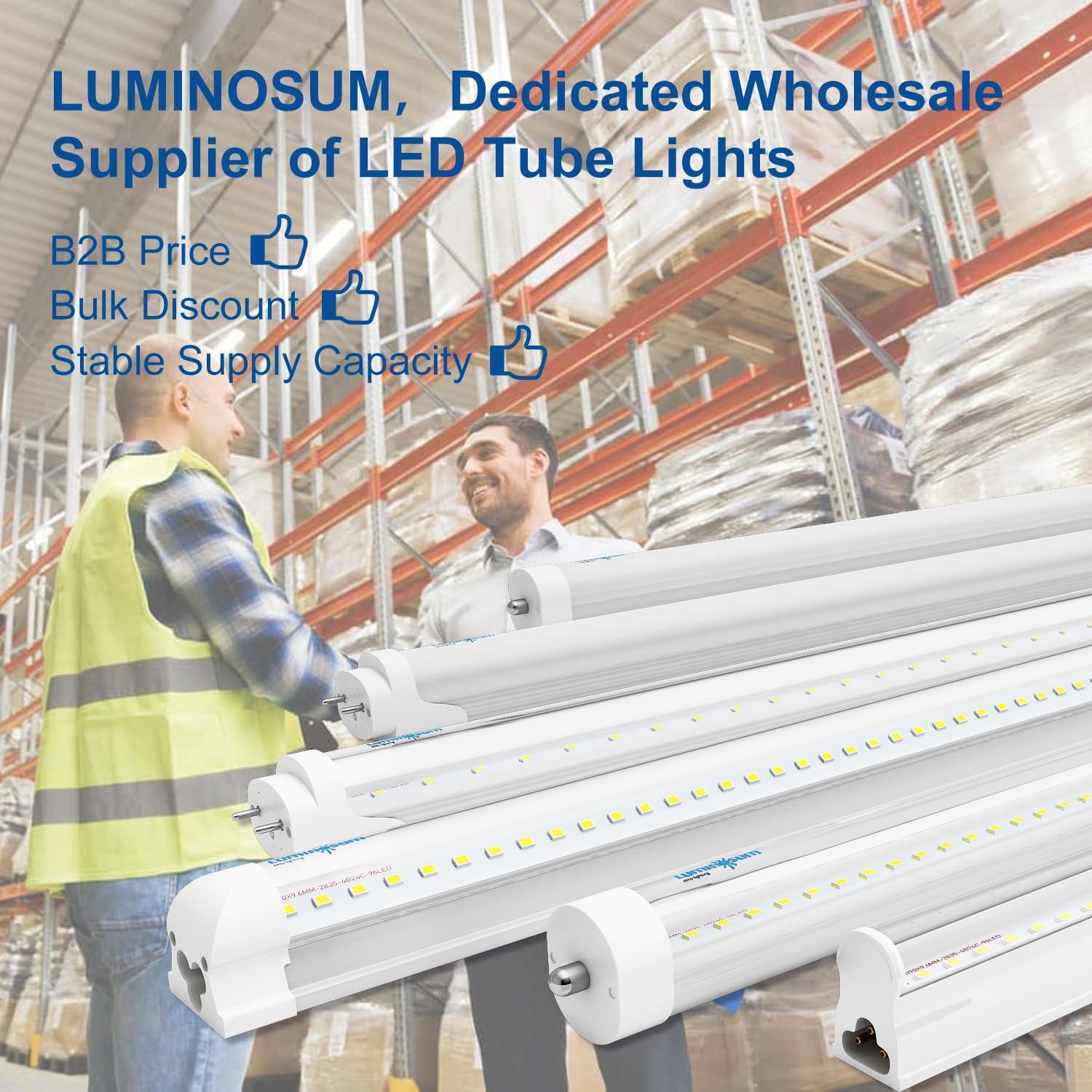 LUMINOSUM LUMINOSUM T8/T10/T12 4 Foot LED Light Tube 20W 48 inch, 40W Equivalent, Natural White 4000K, Frosted Cover, Dual-end Powered, Ballast Bypass Retrofit, ETL Listed, 10-Pack