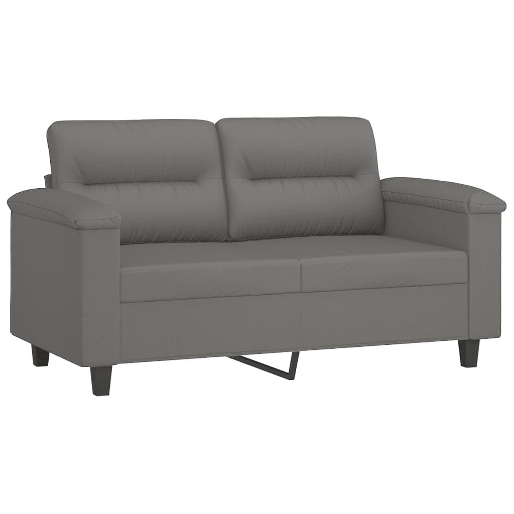vidaXL vidaXL Dark Gray 2-Seater Sofa with Pillows - Microfiber Fabric Lounge Sofa for Living Room, Office, Inside Comfort - Metal Frame