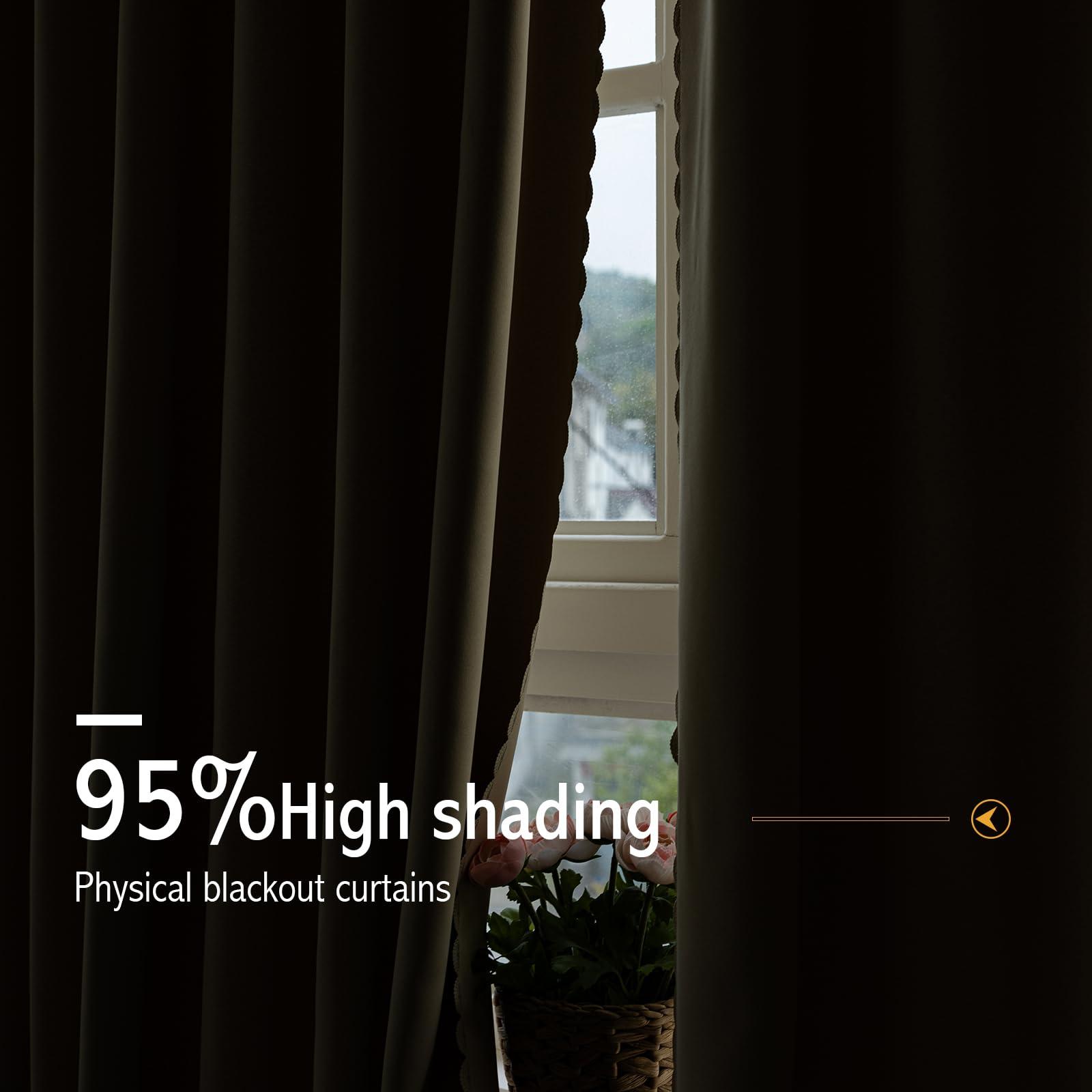 Jilron Jilron Magic Tape Stick on Curtains Blackout Curtains for Bedroom no Drillng Self Adhesive Curtain no Rod Small Window (Black, 35" W x 59" L) 2 Panels