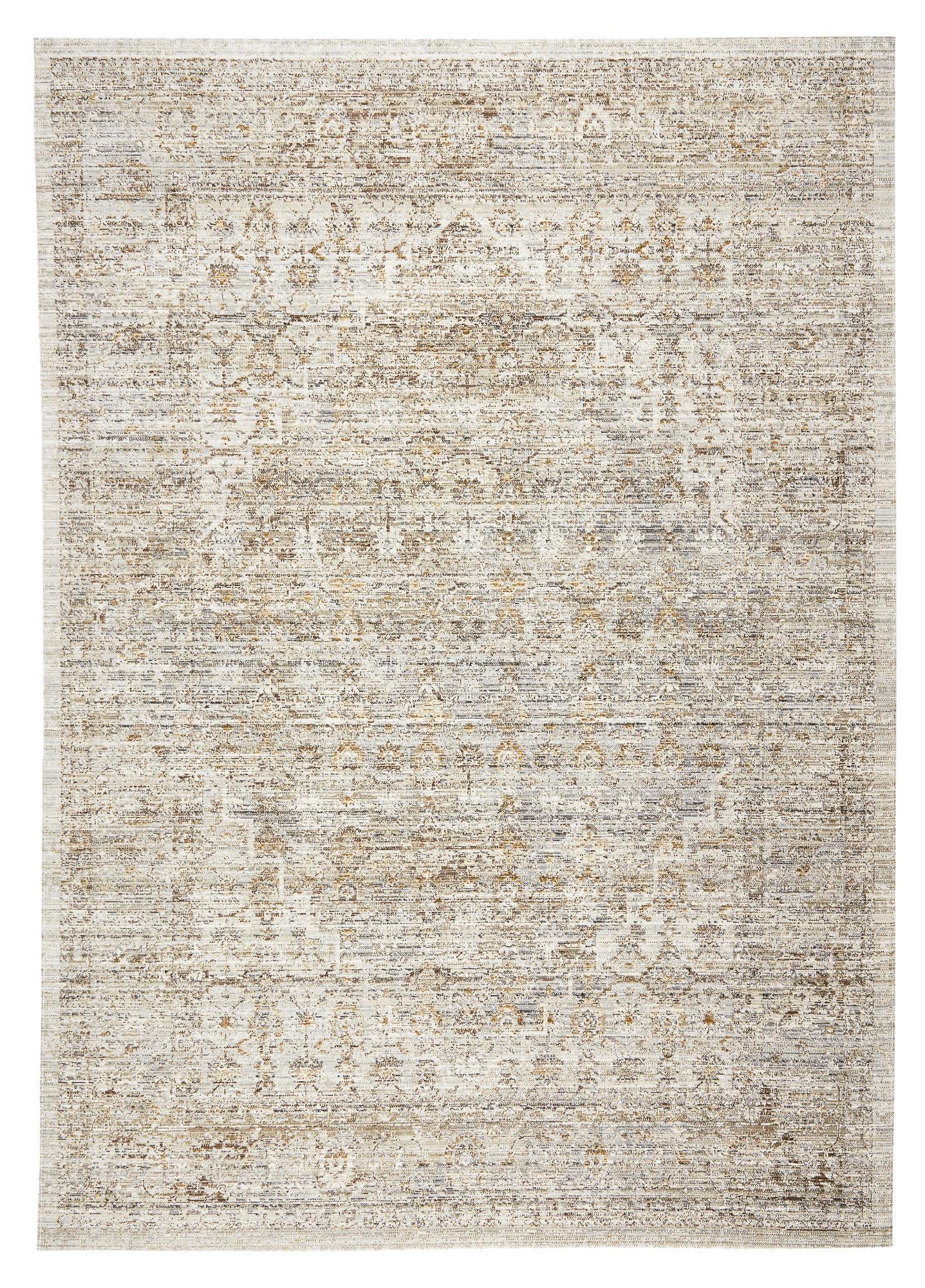 Obeetee Obeetee - Ava Machine Woven/Power Loomed Distressed Arabesc 8' x 10' Area Rug in Silver