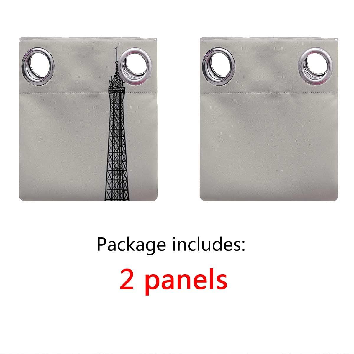 ViLJe Heat Blocking Curtains 63 Inches Long, Paris Over Roofs House Grommet Curtain Drapery Sets for Bedroom & Living Room 55 x 63 Inch