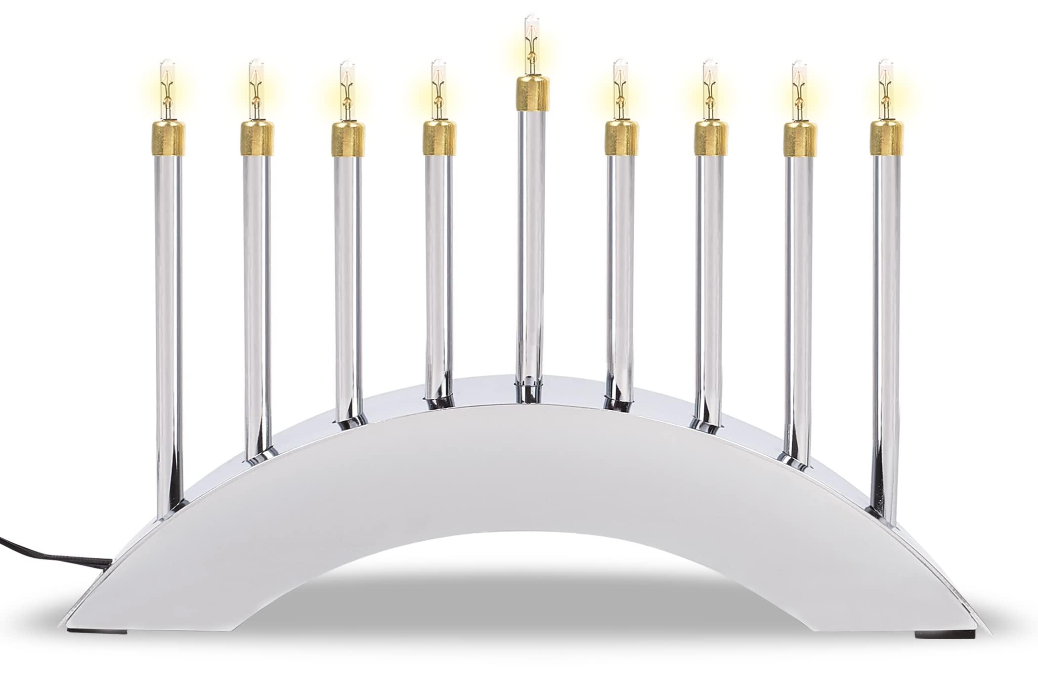 Aviv Judaica Aviv Judaica Electric Silver Arch Menorah Low Voltage Minorah Arch Shape Electronic Chanukkiah Designed by Yair Emanuel Electronic Hanukkah Menurah
