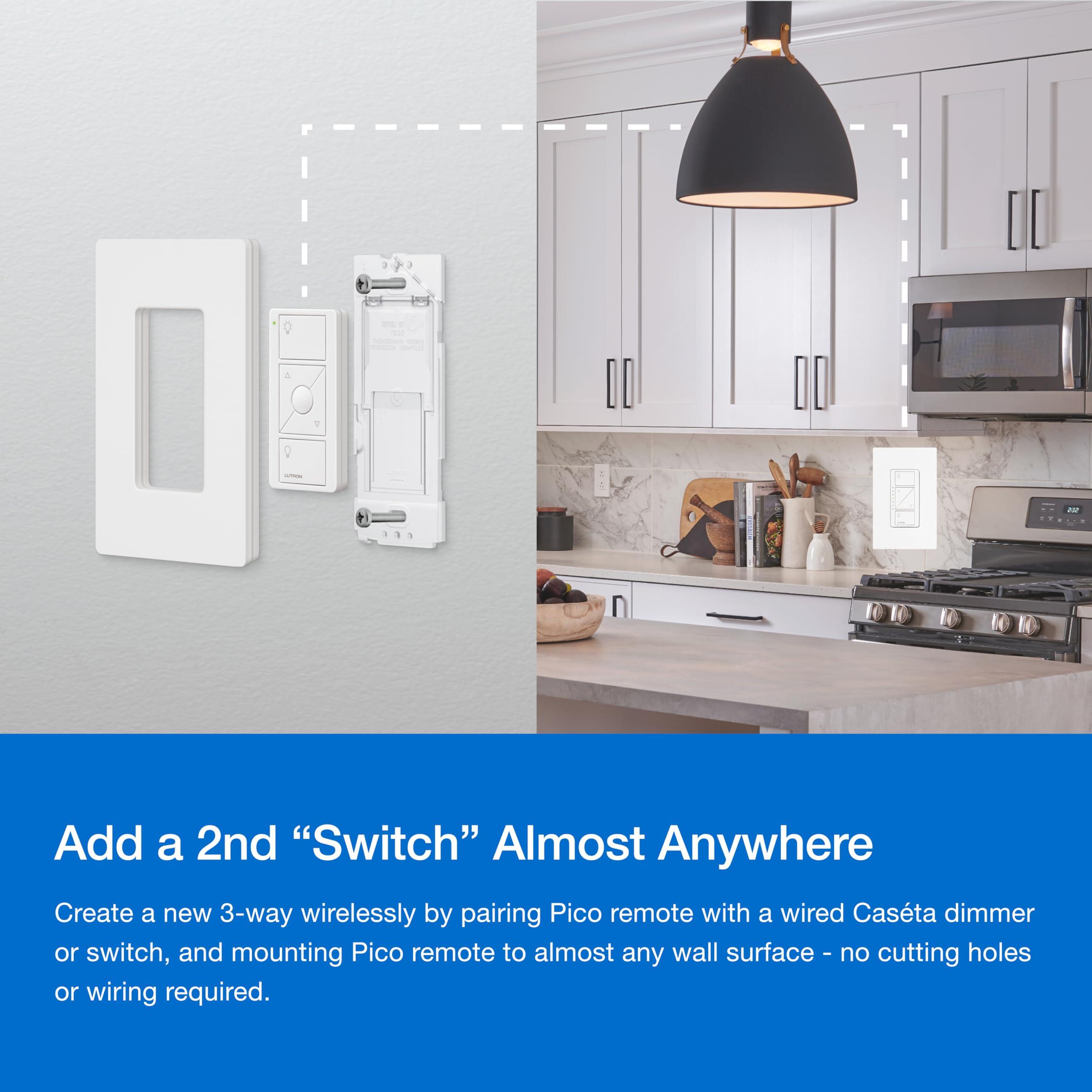 Lutron Lutron Caseta Smart Lighting Original Dimmer Switch, for Light Bulbs, Works w/ Alexa, Apple Homekit, Google Home (Hub Required), 150W Single-Pole/3-Way, No Neutral Required, PD-6WCL-WH, White