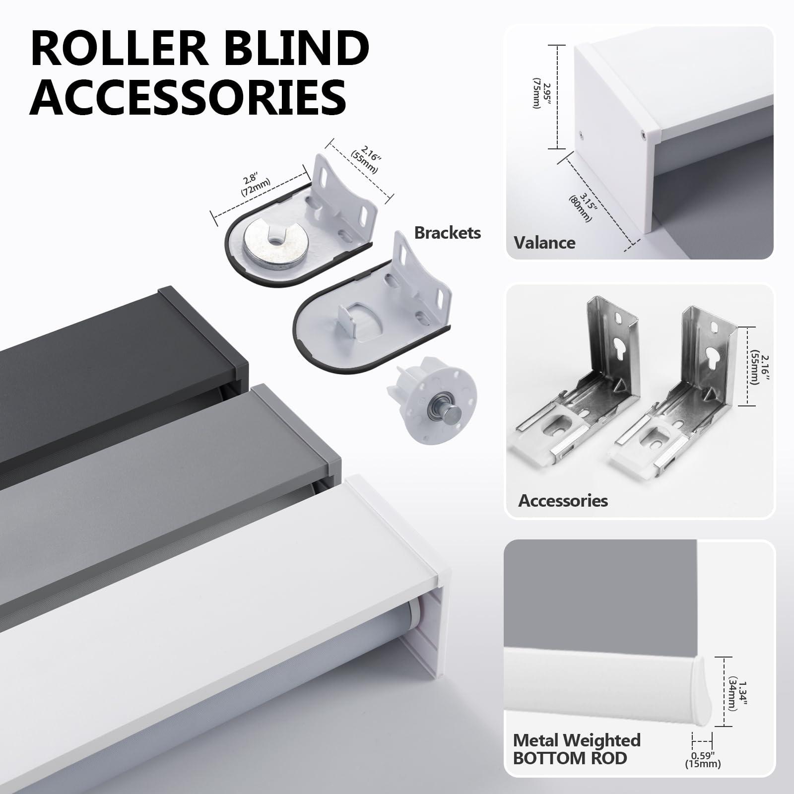 ZSTARR Motorized Blackout Window Blinds Customize Width (21-92 in) Remote Control Wireless and Rechargeable Roller Shades Blinds for Windows, Home, Office, Living Room, Master Room, Restaurant (Light Grey)