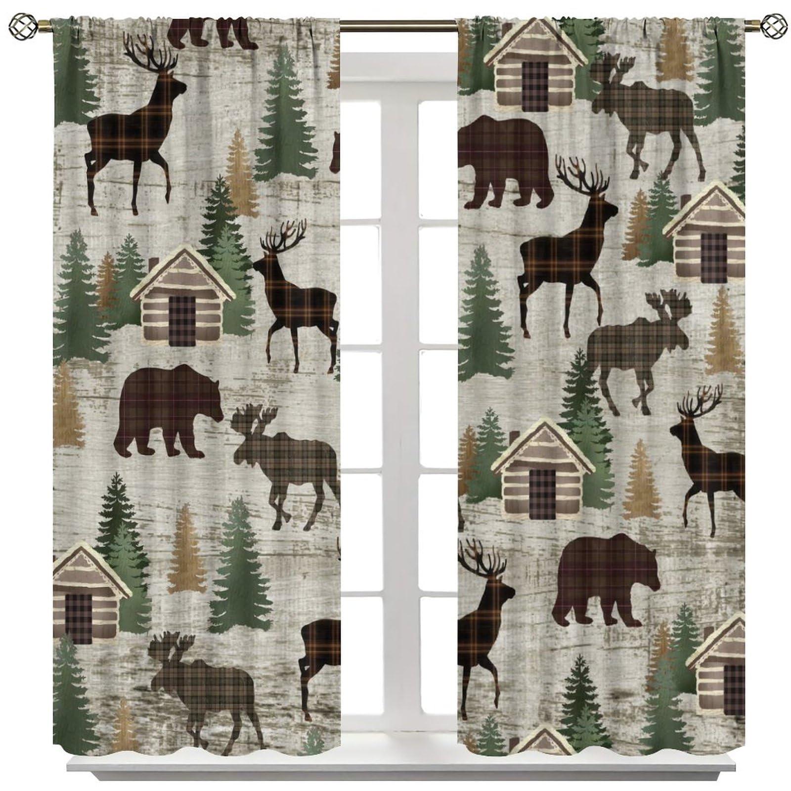 SENRUEGT SENRUEGT Retro Rustic Curtains,Country Western Farmhouse Cow Horse Blackout Window Treatments Drapes63x72in