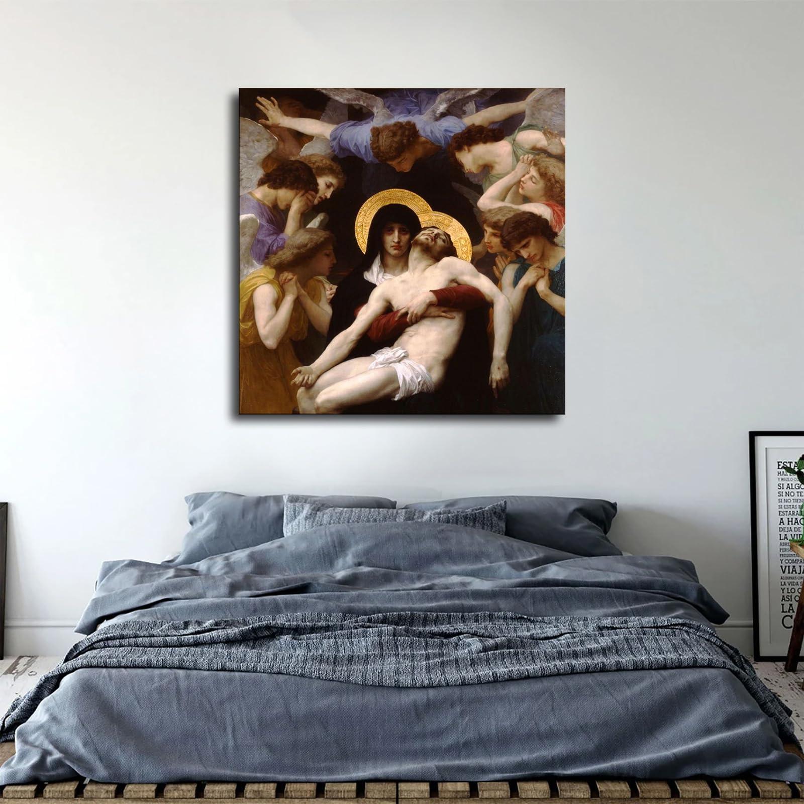 ZjkhOp Piet By William-Adolphe Bouguereau Poster Modern Wall Art HD Picture Canvas Printing Family Bedroom Office Artwork Decor (28x28-Unframed)