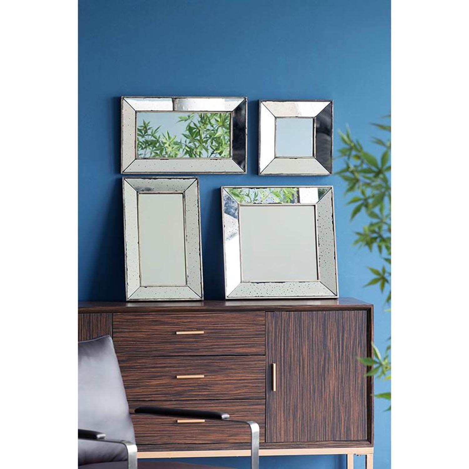 T2 CONCEPT T2 CONCEPT 12 x 12 Distressed Silver Square Accent Mirror, Traditional Style Wall Mirror, for Living Room, Entryway, Office, Bedroom, Hallway