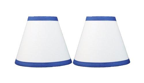 Urbanest Urbanest White Cotton with Blue Trim Chandelier Lamp Shades, 6-inch, Hardback Clip On(Set of 2)