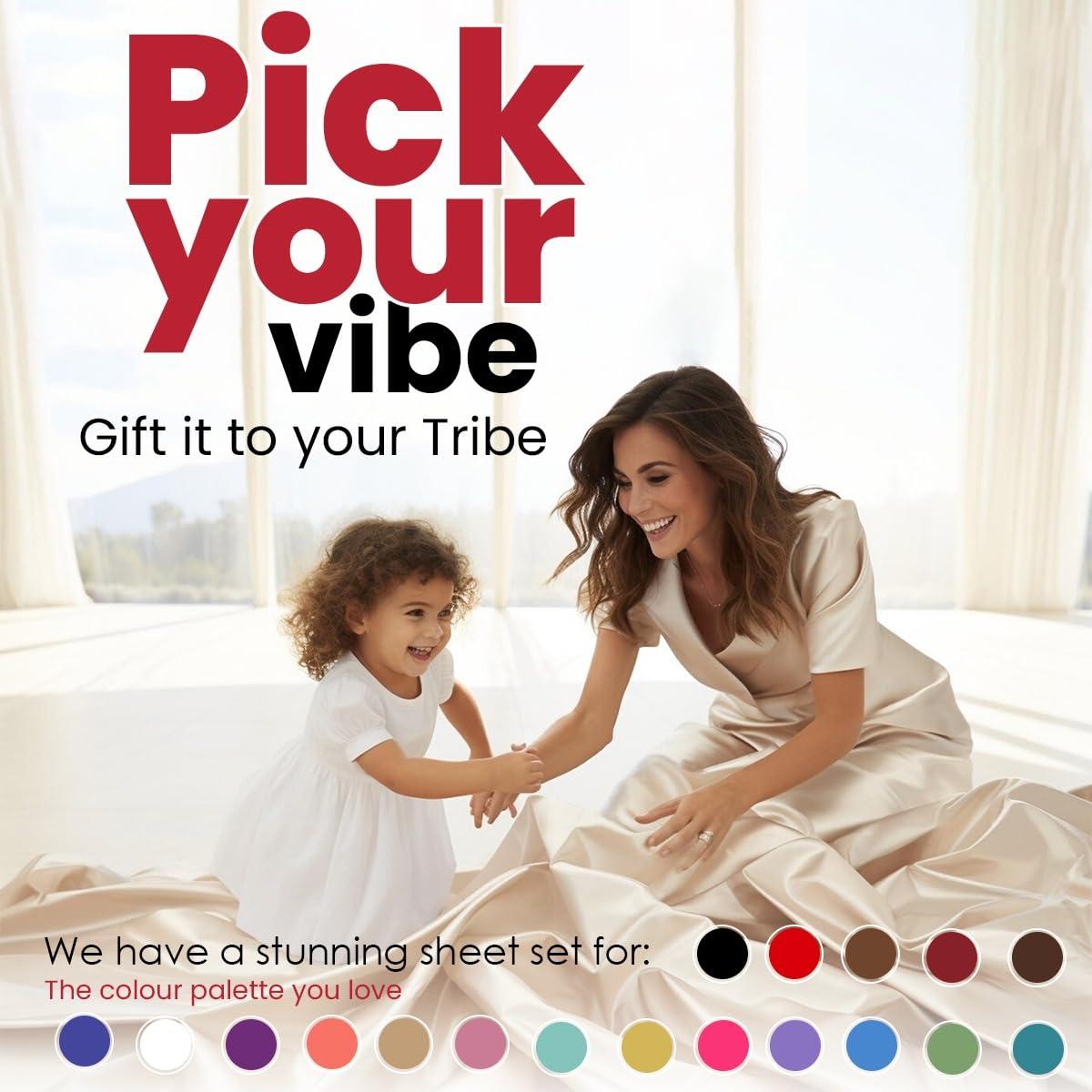 Cloud Fino Cloud Fino 4 Pc Silk Satin Sheets Set | Luxurious Fitted & Flat Sheets | Silk Pillowcase | Hotel Quality, Twin XL - Peach