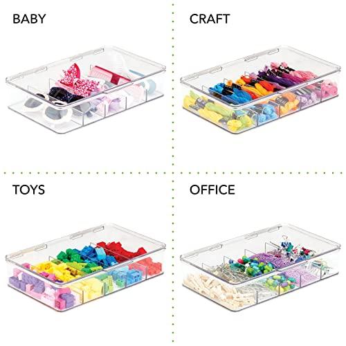 mDesign mDesign Plastic Stackable Eyeglass Case Storage Organizer with Hinged Lid for Unisex Sunglasses, Reading Glasses, Fashion Eye Wear, Protective Glasses, 5 Sections, Ligne Collection - 2 Pack - Clear