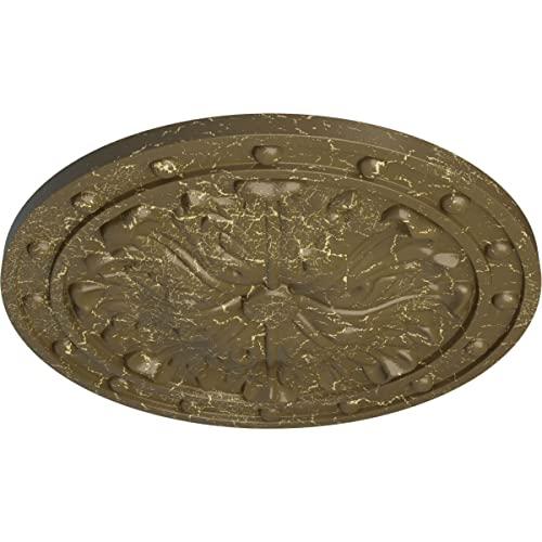 Ekena Millwork Ekena Millwork CM20FOMMC Foster Acanthus Leaf Ceiling Medallion, 20 1/2\"OD x 1 1/2\"P (Fits Canopies up to 2 1/4\"), Hand-Painted Mississippi Mud Crackle