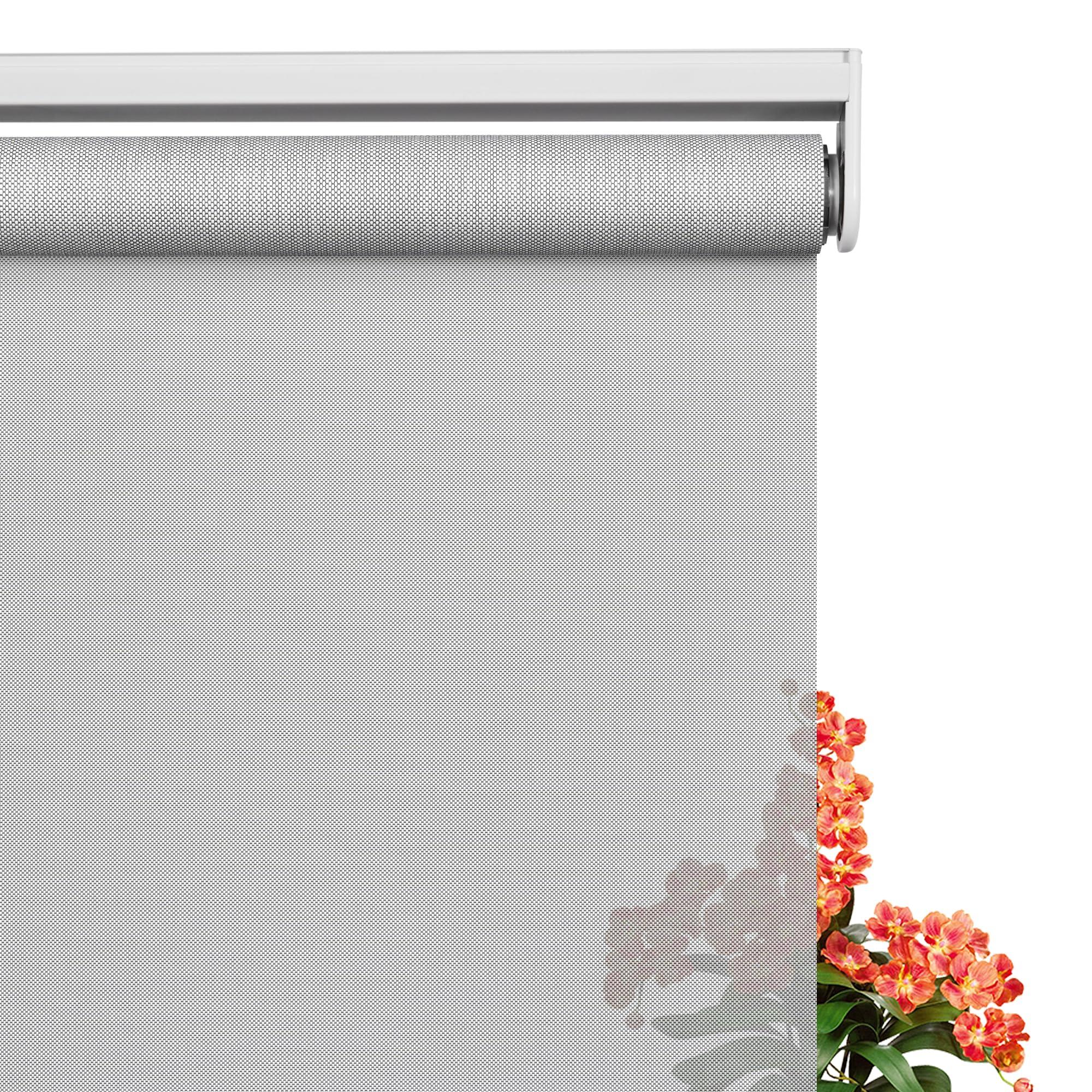 Sulugood Sulugood Light Filtering Blinds for Windows Cordless 5% Openness Solar Fabric Roller Shades Sheer and Glare Reduce Window Shades for Home Door Living Room Gray,28" W x 48" H