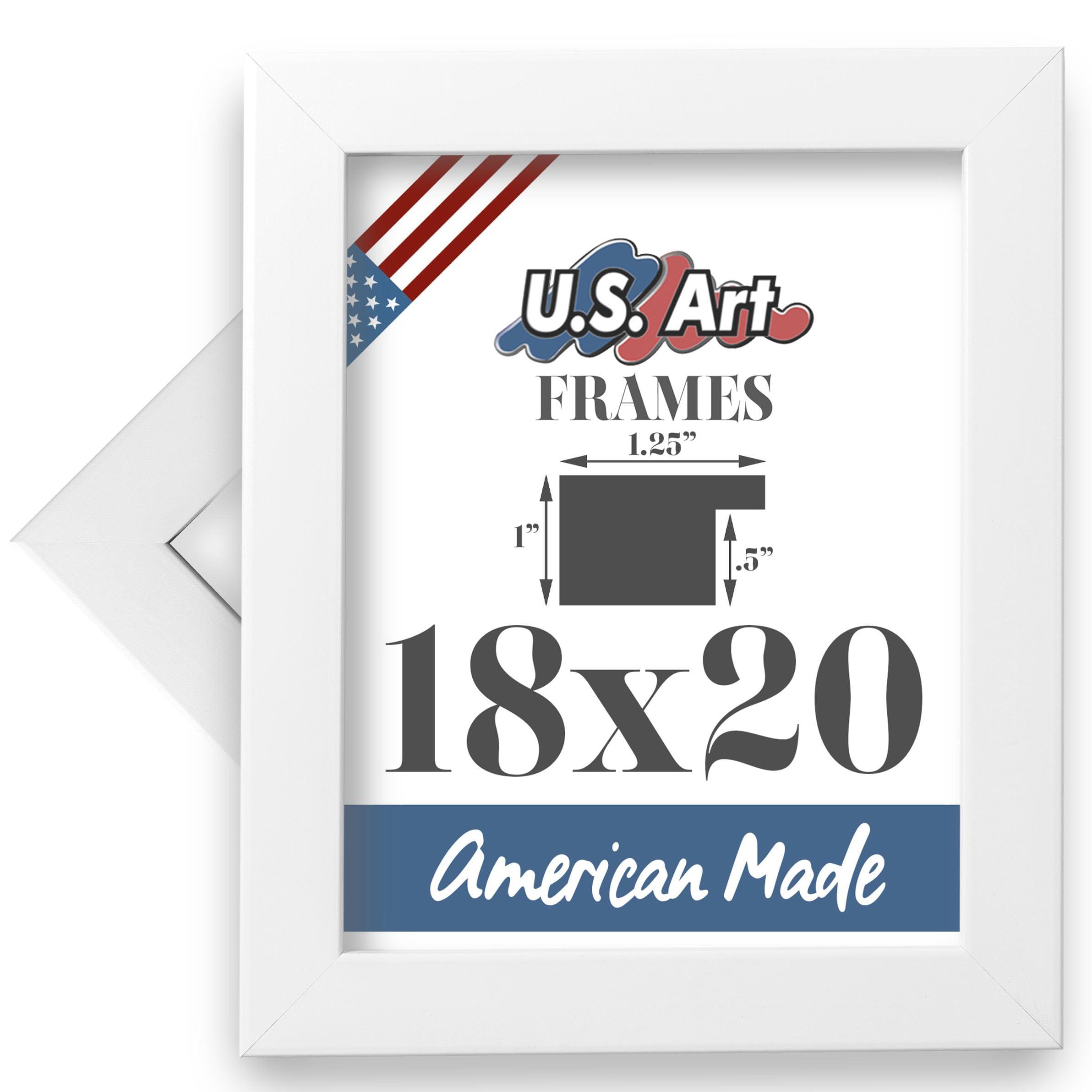 US Art US Art Frames 18x20 Chalk White Flat 1.25 Inch, Smooth Wrapped Finish Wood Composite Wall Decor Picture Poster Frame
