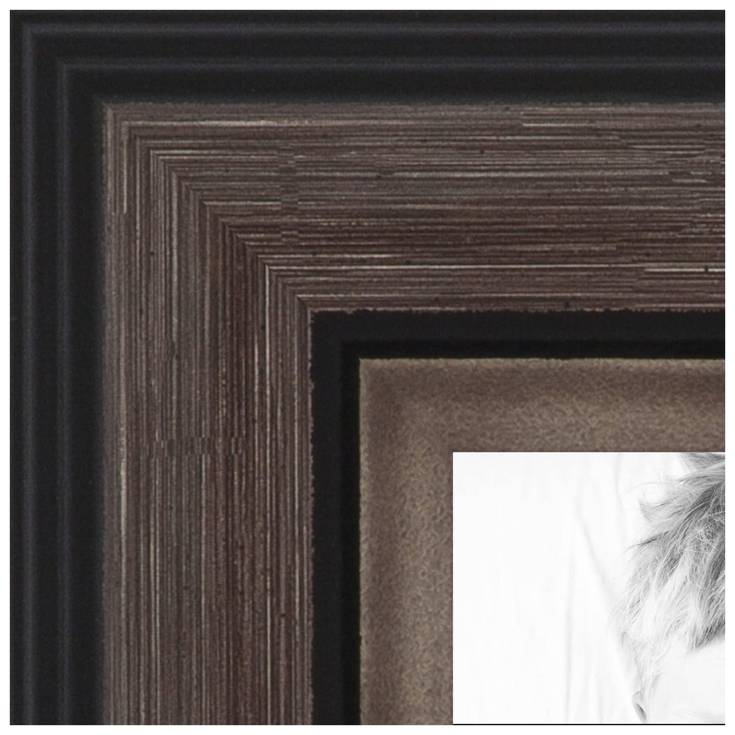 ArtToFrames ArtToFrames 14x40 Inch Gray Picture Frame, This 1.25 Inch Custom MDF Poster Frame is Grey and Black, Great for Your Art or Photos - Comes with Economy Acrylic