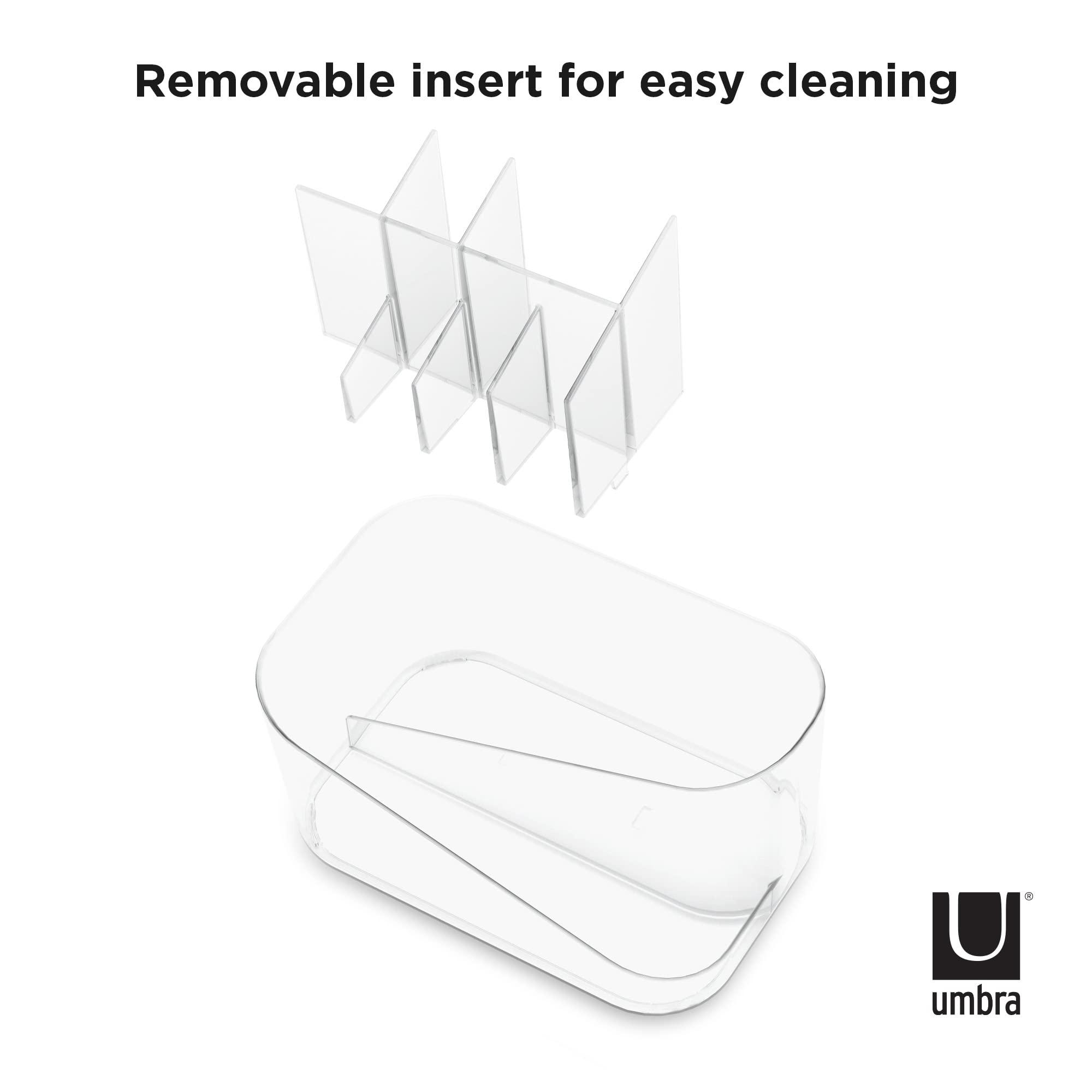 Umbra Umbra Glam Organizer, Countertop Makeup and Cosmetic Multi-Function Storage with Dividers, Clear