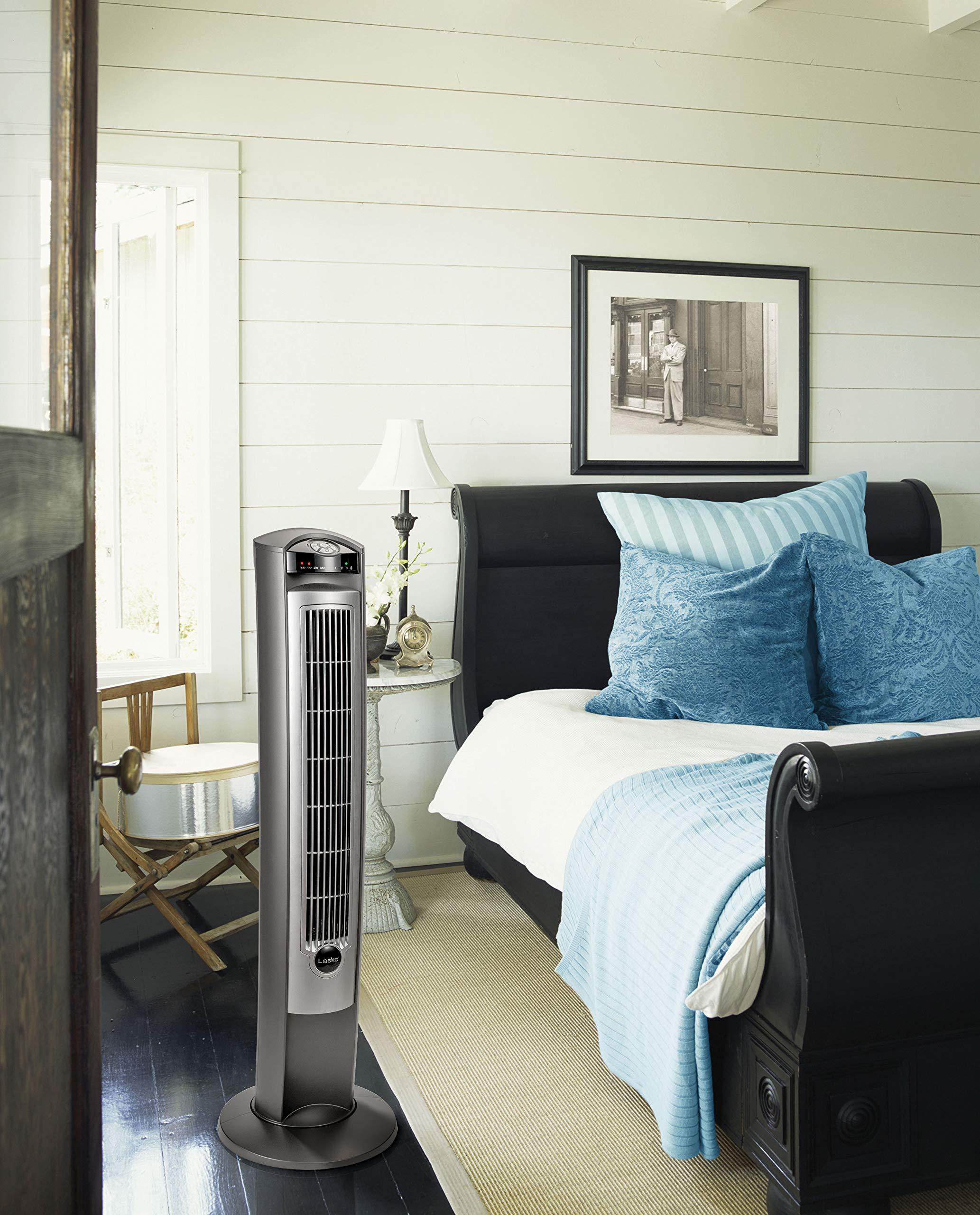 Lasko Lasko Oscillating Tower Fan, Quiet Fans with Remote, for Bedroom, Living Room, Office, Tower Fan with Remote, 3-Speed Timer, 42, Silver T42951