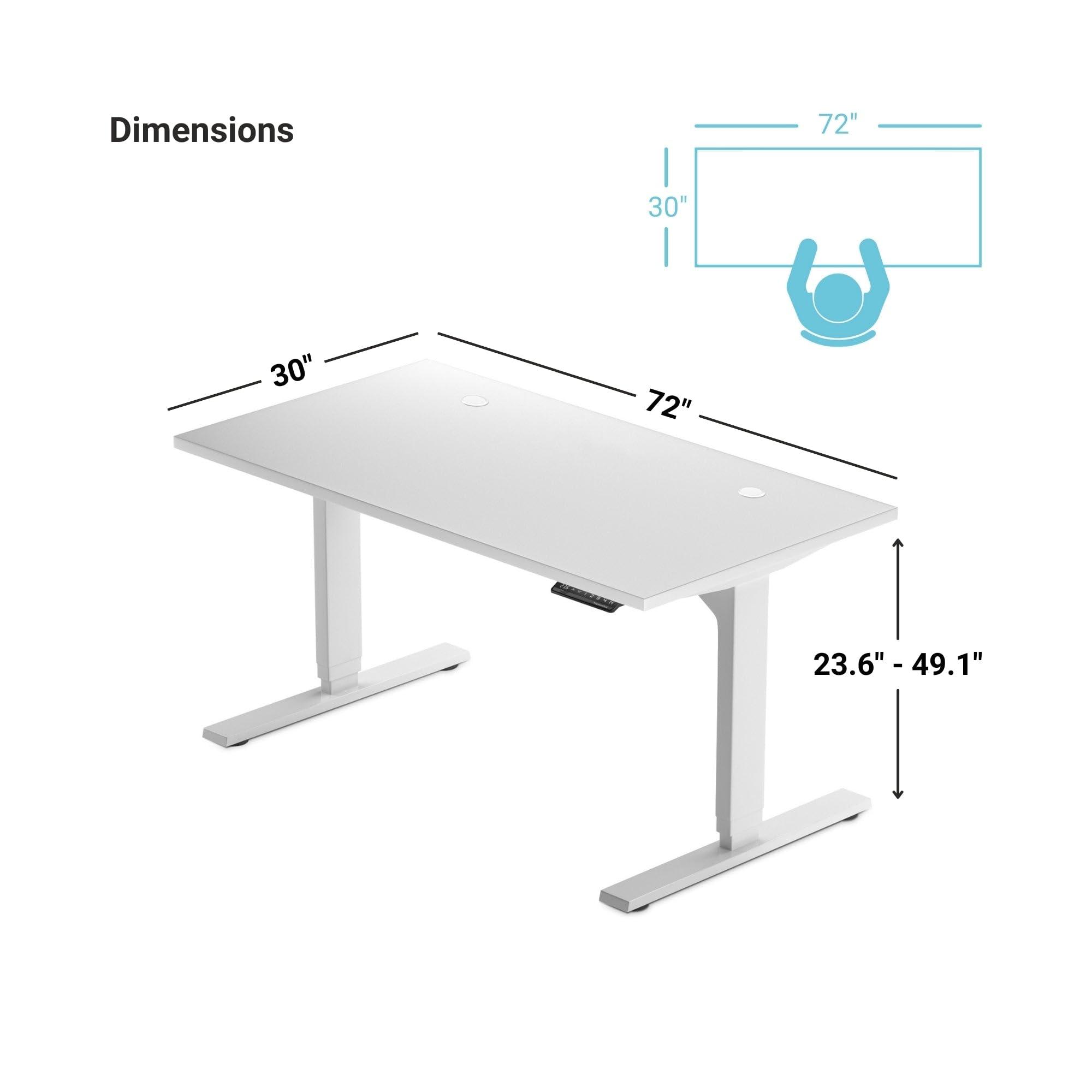 Progressive Desk Progressive Desk Standing Desk 72\" x 30\" - Electric Adjustable Height Stand Up Desk - Home Office Stand Workstation - Dual Motor - Black Frame, Bright Beech Top