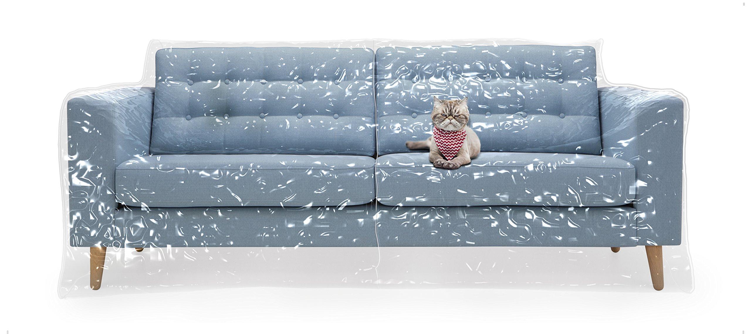 Kitty Cat Protector Plastic Couch Cover for Pets | Cat Scratching Protector Clawing Deterrent | Heavy Duty Water Resistant Thick Clear Vinyl | Sofa Slipover for Moving and Long Term Storage