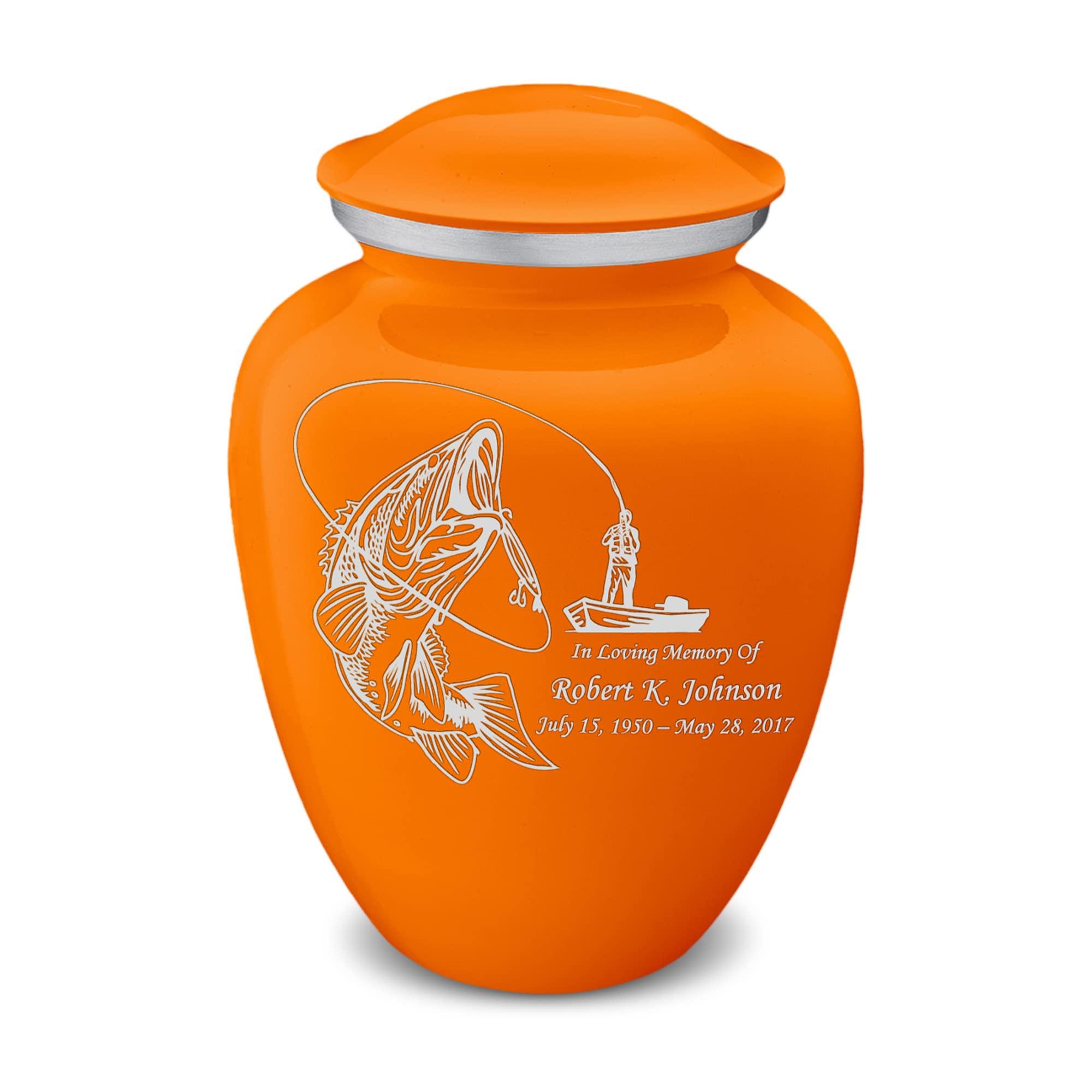 GetUrns Geturns Embrace Adult Personalized Fishing Cremation Urns for Human Ashes I Large Burnt Orange Funeral Urn for Men and Women I 200 lbs