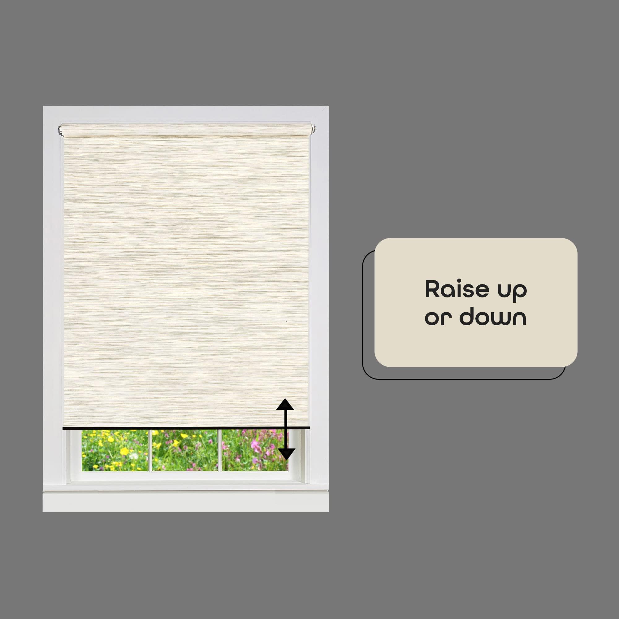 Achim Home Furnishings Cordless Privacy Jute Window Roller Shade - 38 Inch Width, 72 Inch Length - Linen - Light Filtering Woven Natural Fiber Horizontal Windows Blinds by Achim Home Decor