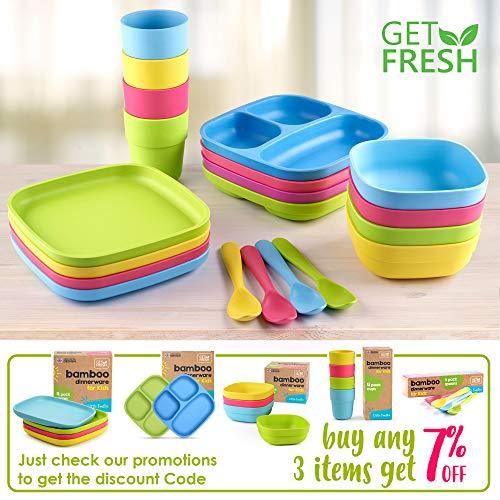 GET FRESH GET FRESH Bamboo Kids Snack Bowls, Set of 4 Bowls for Kids, Kids BPA Free bowls, Bamboo Dinnerware for Everyday Use, Kids Bamboo Bowls, Dishwasher Safe and Stackable