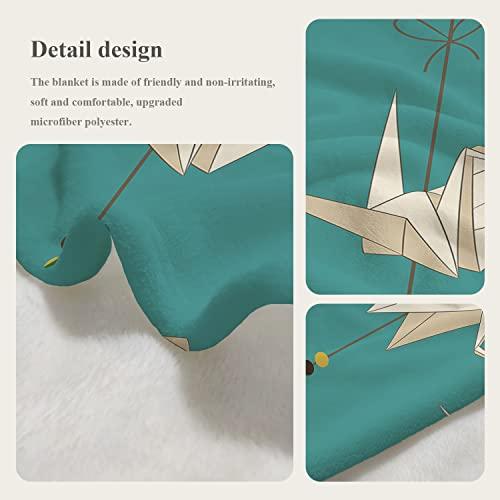 BaoNews BaoNews Indigoblue Japanese Paper S Soft Throw Blanket,White Century Origami Bird Warm Lightweight Blanket Washable Bed Throws for Adult Sofa Bed Bedroom Living Room Dorm Room,200X150cm