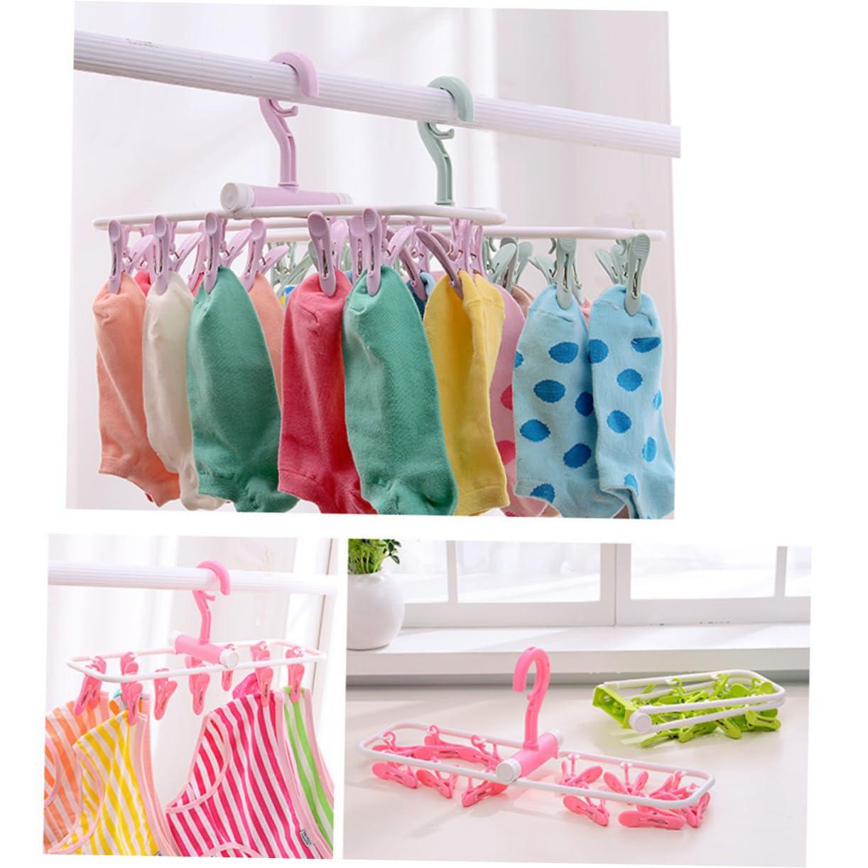 Garneck Garneck Foldable Hangers 2pcs Clip and Drip Hanger Laundry Hanger Drying Drip Hanger Baby Round Drying Rack Collapsible Hangers