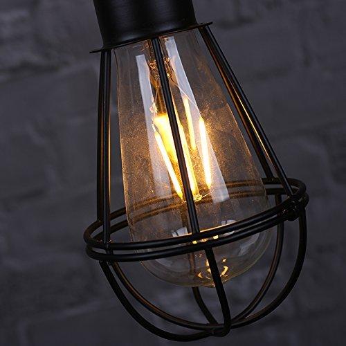 LITFAD Industrial Multi Light Pendant Light -LITFAD Rustic Barn Metal Chandelier Max 240w with 6 Cage Lights Black Finish,Ceiling Lighting Fixture