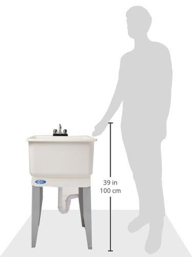 Mustee Mustee 14CP Polypropylene Freestanding Tub Utility Sink with Drain and Faucet, One Size, White