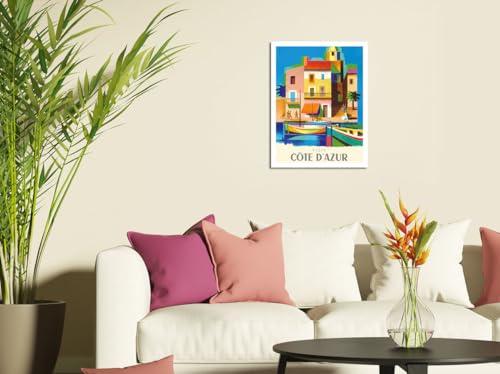Pacifica Island Art Visit Cte D\'Azur - France - The French Riviera - Vintage Travel Poster by Jacques Nathan-Garamond c.1953 - Fine Art Matte Paper Print (Unframed) 11x14in