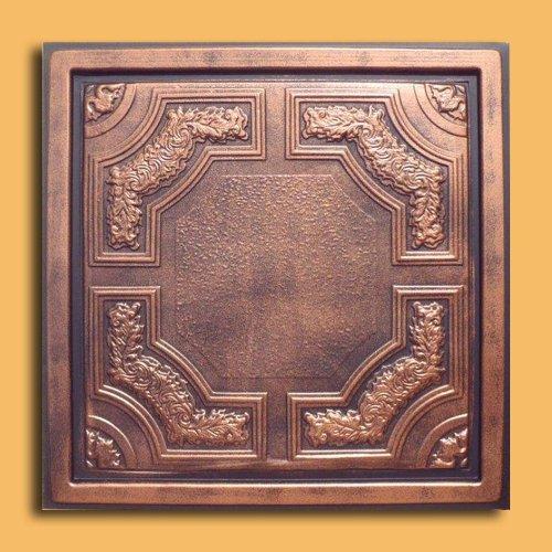 Antique Ceilings 24"x24" Caracas Ceiling Tiles - PVC for Drop-in or Glue-up/Nail up Ceiling (Antique Copper Black)