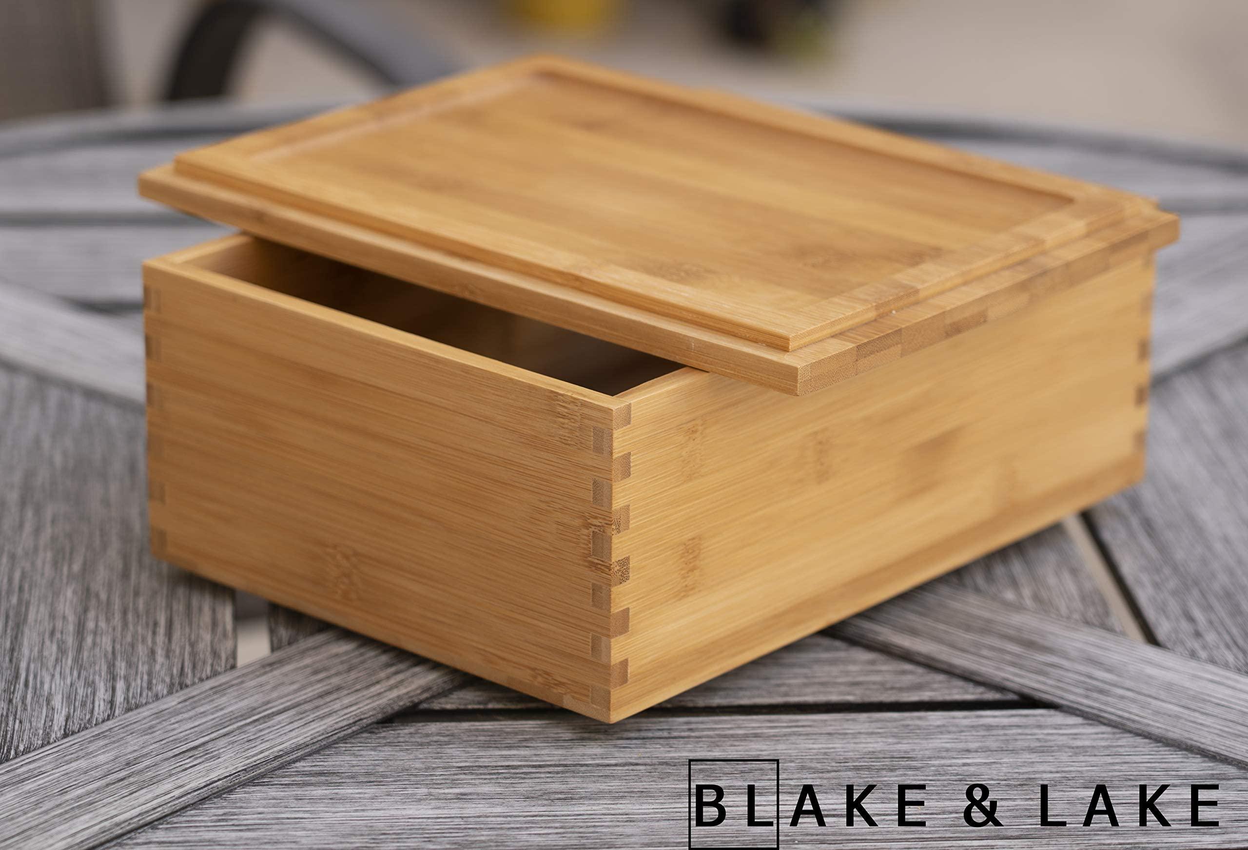 Blake & Lake Blake & Lake Wooden Storage box with Lid - Large Wood Keepsake boxes - Gift Box with lids Store Photos Keepsakes Jewelry Colectibles Treasures - Dovetail Design (Natural)