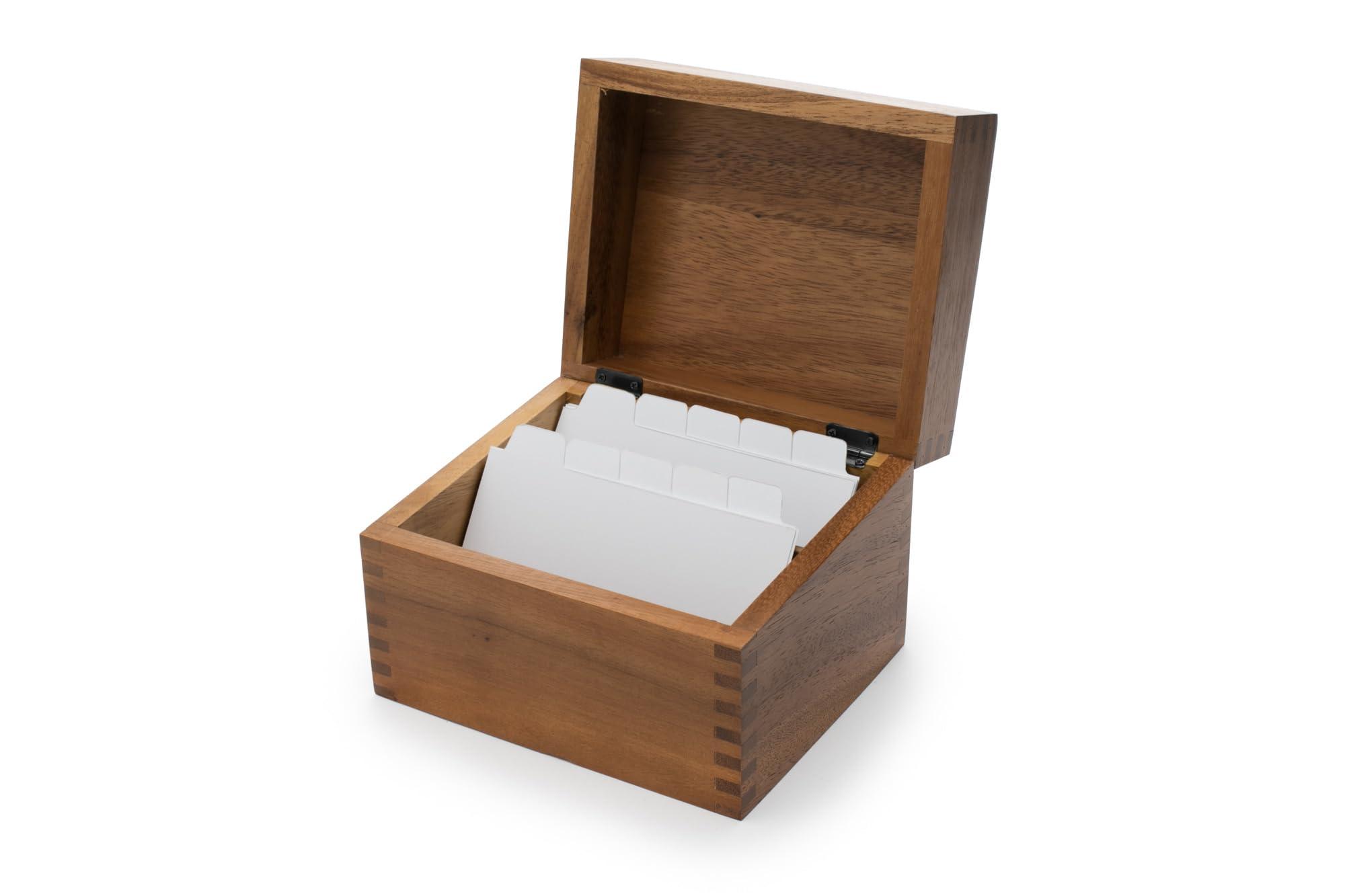 Ironwood Gourmet Ironwood Gourmet Acacia Wood Recipe Box with Divider Tabs, 2 Compartment, Single
