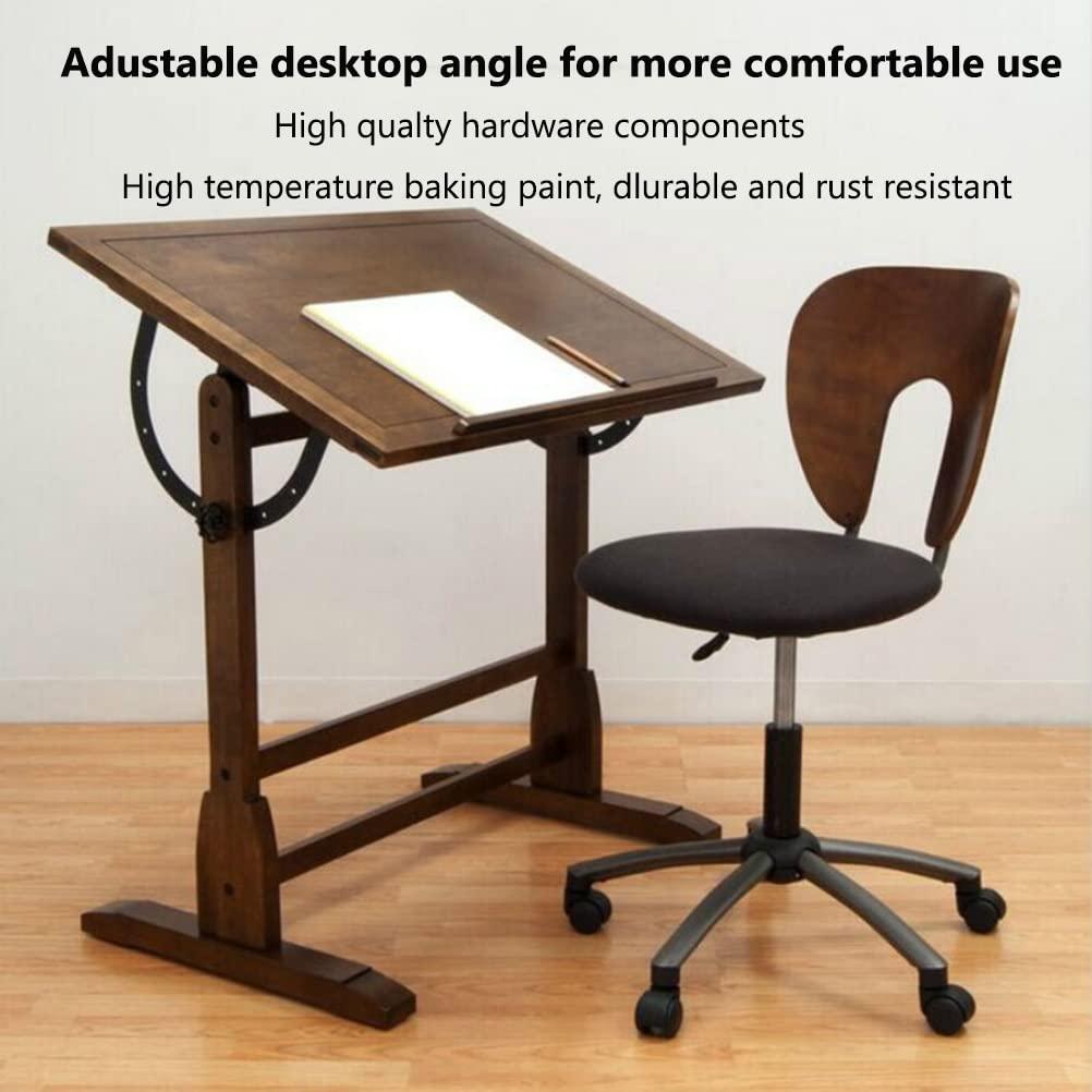 AGYHAM Drafting Table Desk Art & Craft Work Station Drawing Desk Adjustable Angle Drawing Artist Desk, Solid Pine Wood Artist Table (Size : 135x80x96cm)