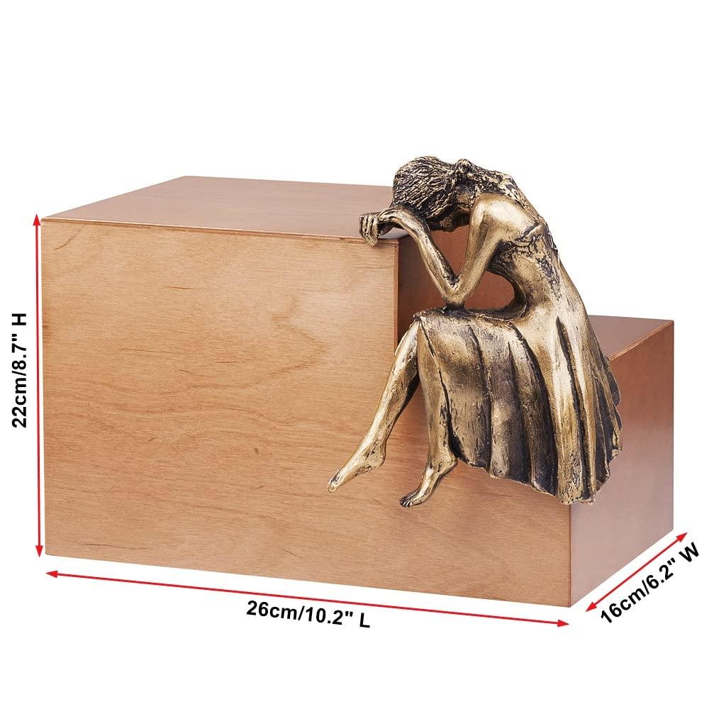 Gregspol Ltd Unique Artistic Cremation Urn for Ashes Adult Funeral Urn/Casket Nostalgia Sculpture Funeral urn Angel (Bronze Plated/Light Brown)