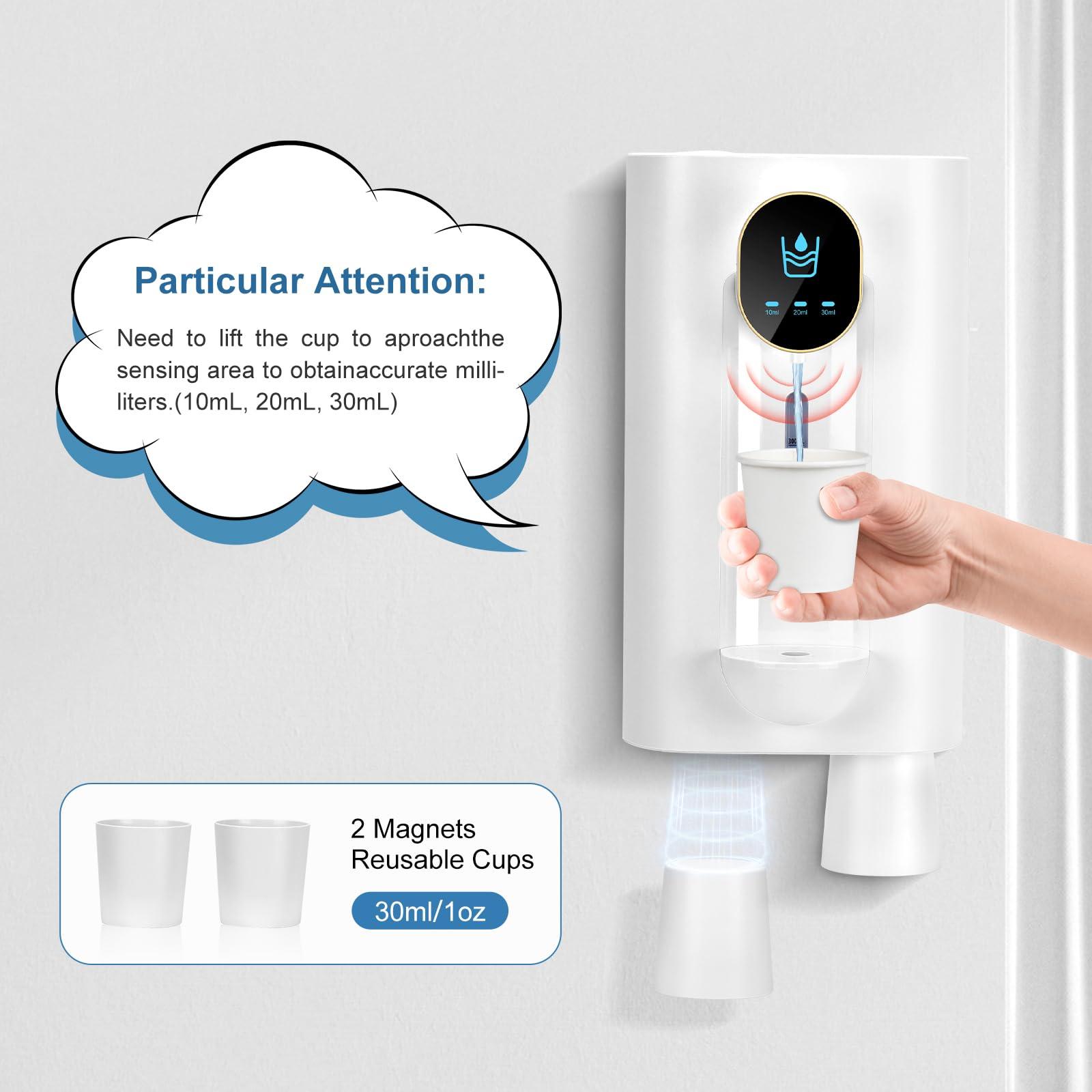 BYAWAY Automatic Mouthwash Dispenser Rechargeable,18oz Wall Mounted Mouth Wash Dispenser for Bathroom with 2 Magnetic Cups,3 Adjustable Dispensing Levels