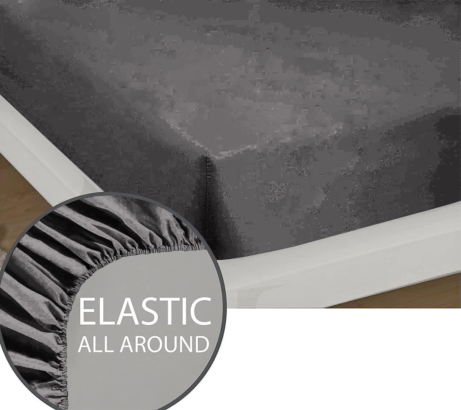 Kings Loft 4 Piece Ruffle Sheet Set, 2 Inch Ruffle On The Top Hem of The Flat Sheet and Pillowcases, 18 Inch Deep Pocket, 100% Egyptian Cotton, 800 Thread Count, King Size, Solid Dark Grey