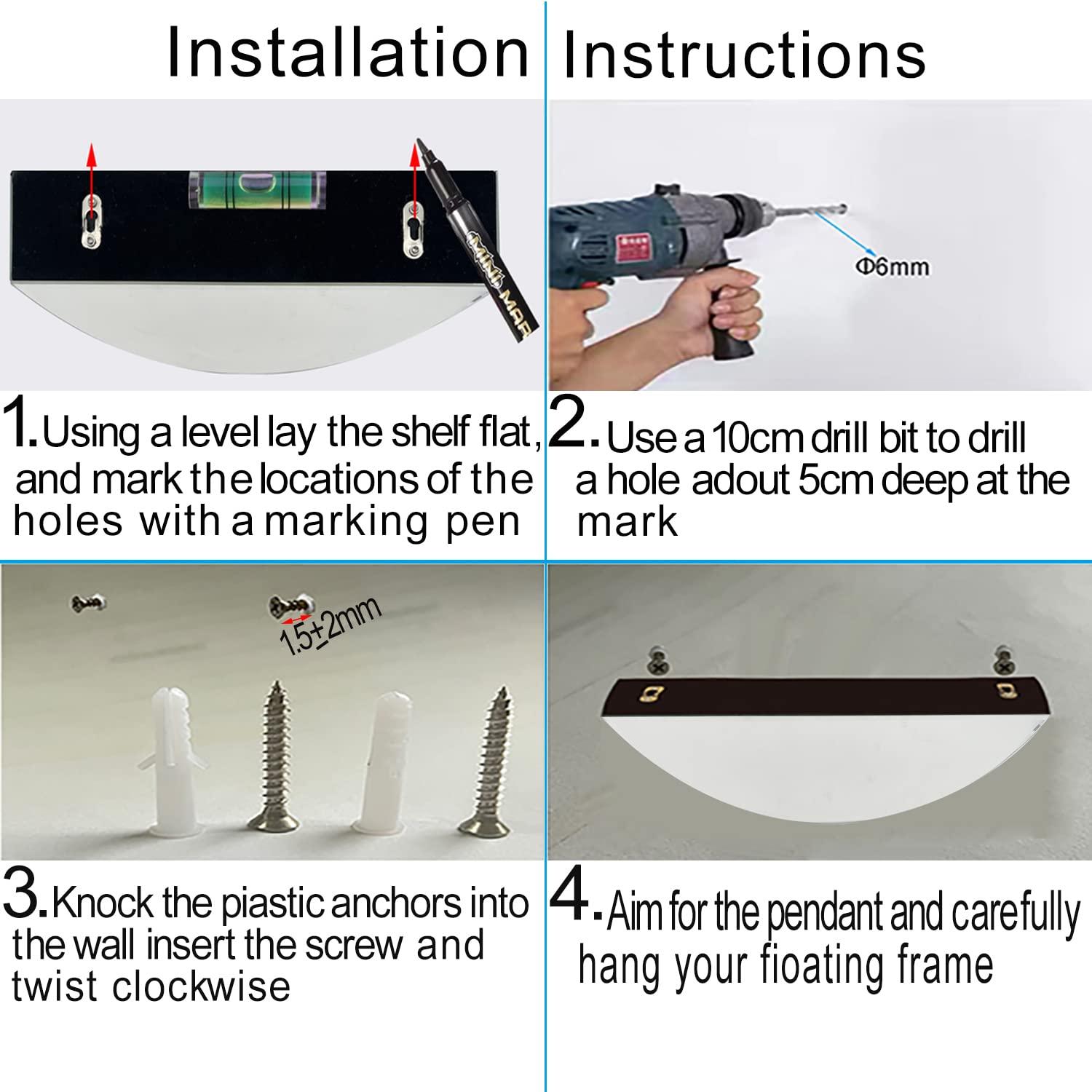 TACIDON TACIDON Glowing Mirrored Floating Wall Shelf. Sparkling Crystal Crush Diamond Mirrored Shelf. Mirror Floating Shelves for Wall Decor. Suitable for Bedroom, Bathroom or Living Room.(15.2x6.2x3)