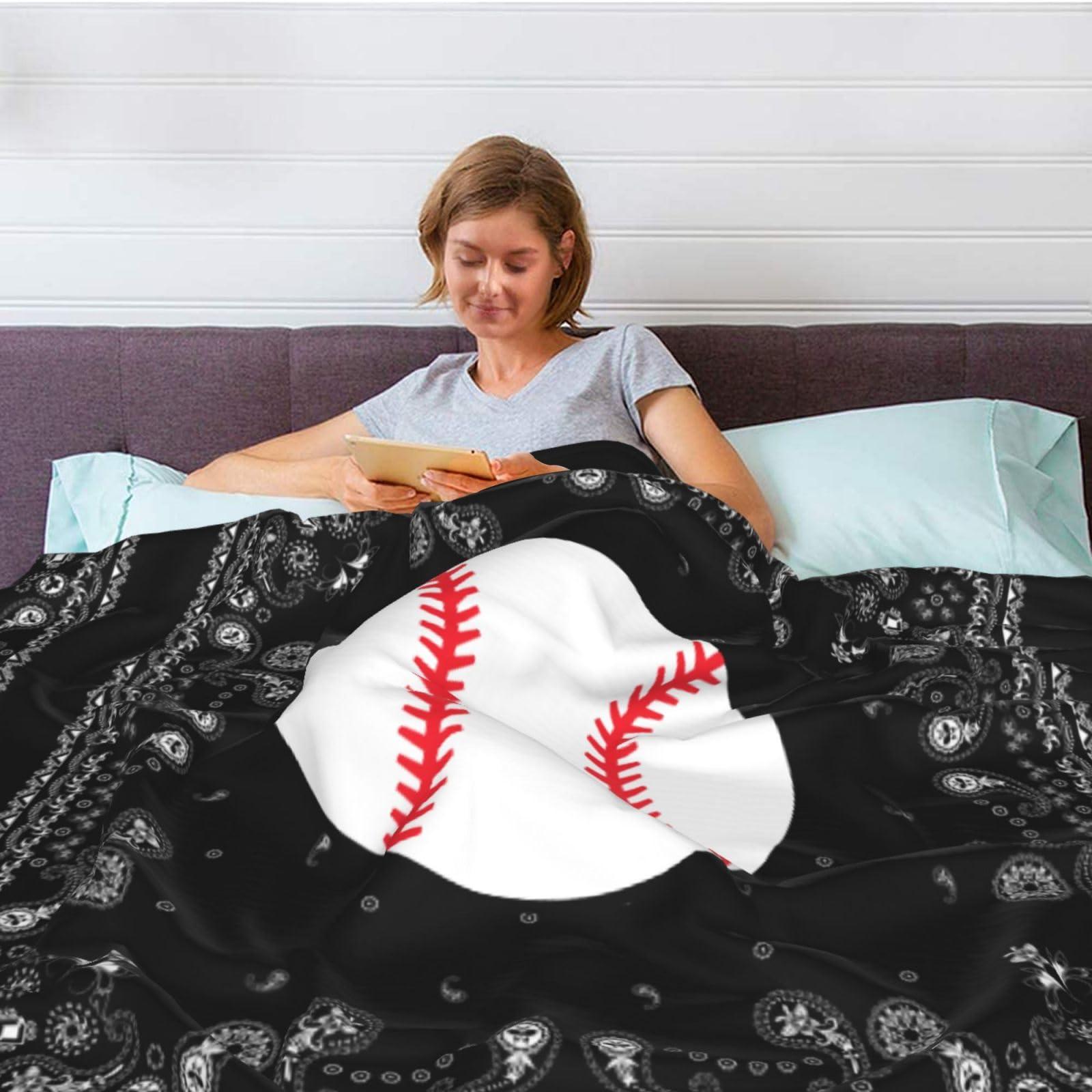 Vagilo Art Baseball Pattern Throw Blanket for Couch Sofa Or Bed Throw Size, Soft Fuzzy Plush Lightweight Blanket