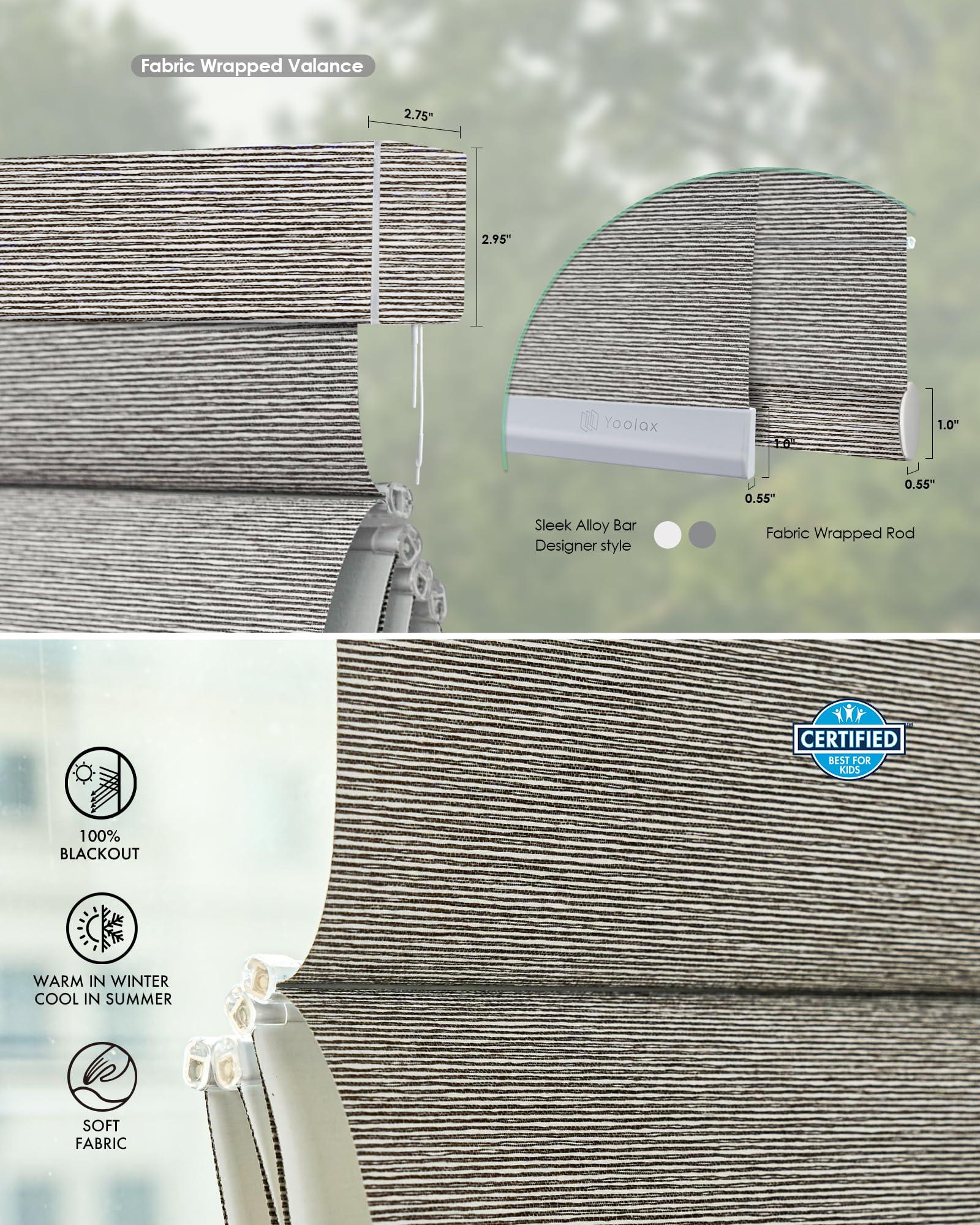 Yoolax Yoolax Motorized Roman Blinds with Remote, Roman Shades for Indoor Windows, Smart Blackout Blinds with Voice Control, Compatible with Alexa Google Home, APP Control, Custom Size, Wood Stripe