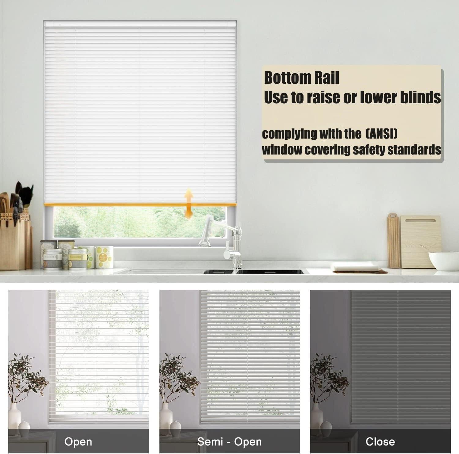 LOQPDNXN Blinds Custom Venetian Blinds for Windows Cordless Vinyl Blinds Horizontal Window Blinds Aluminum Blinds Blinds & Shades for Indoor & Ourdoor by White.25 1/2" W x 44" H