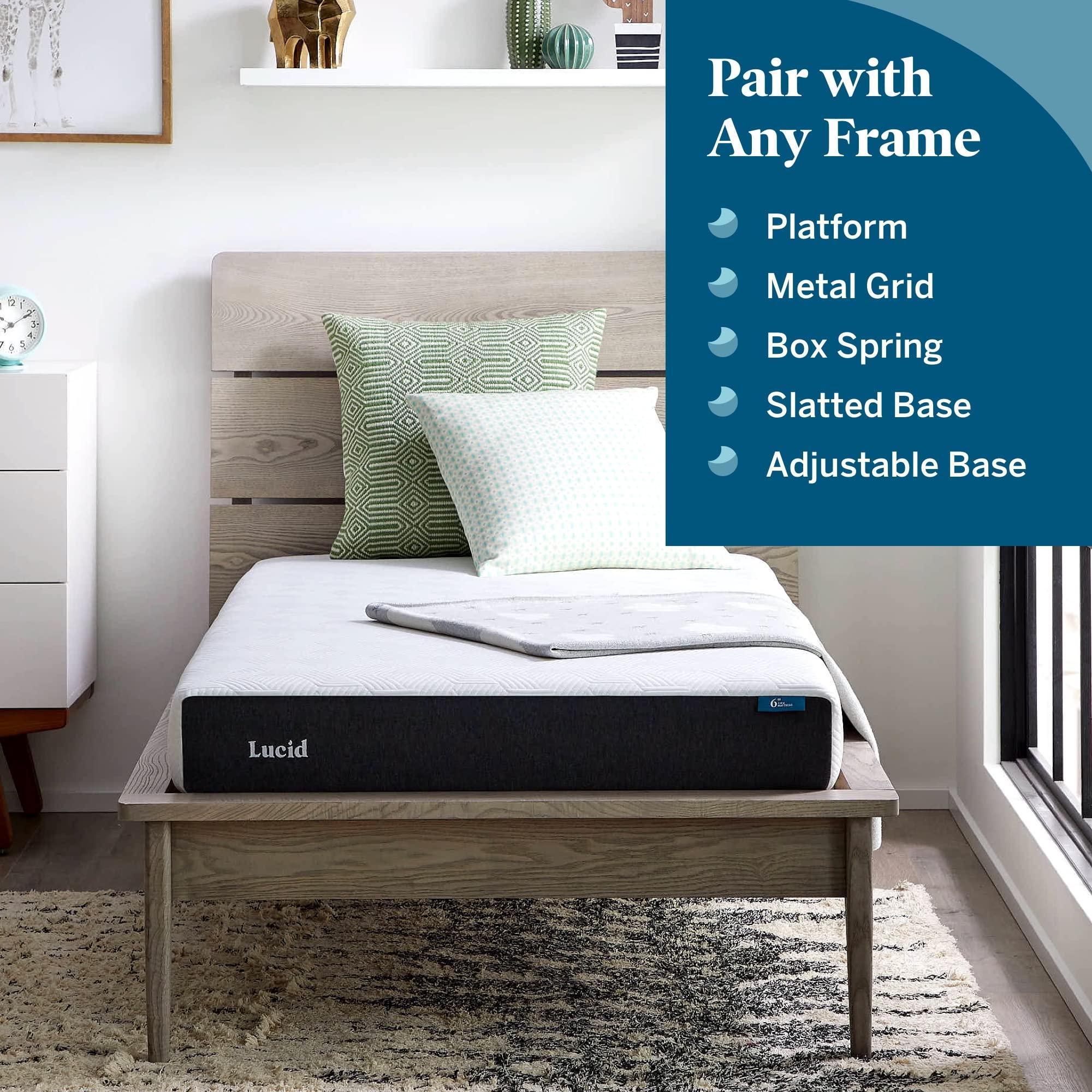 LUCID Lucid 6 Inch Memory Foam Mattress - Firm Feel - Gel Infusion - Memory Foam Infused with Bamboo Charcoal - Breathable - CertiPur Certified - Twin