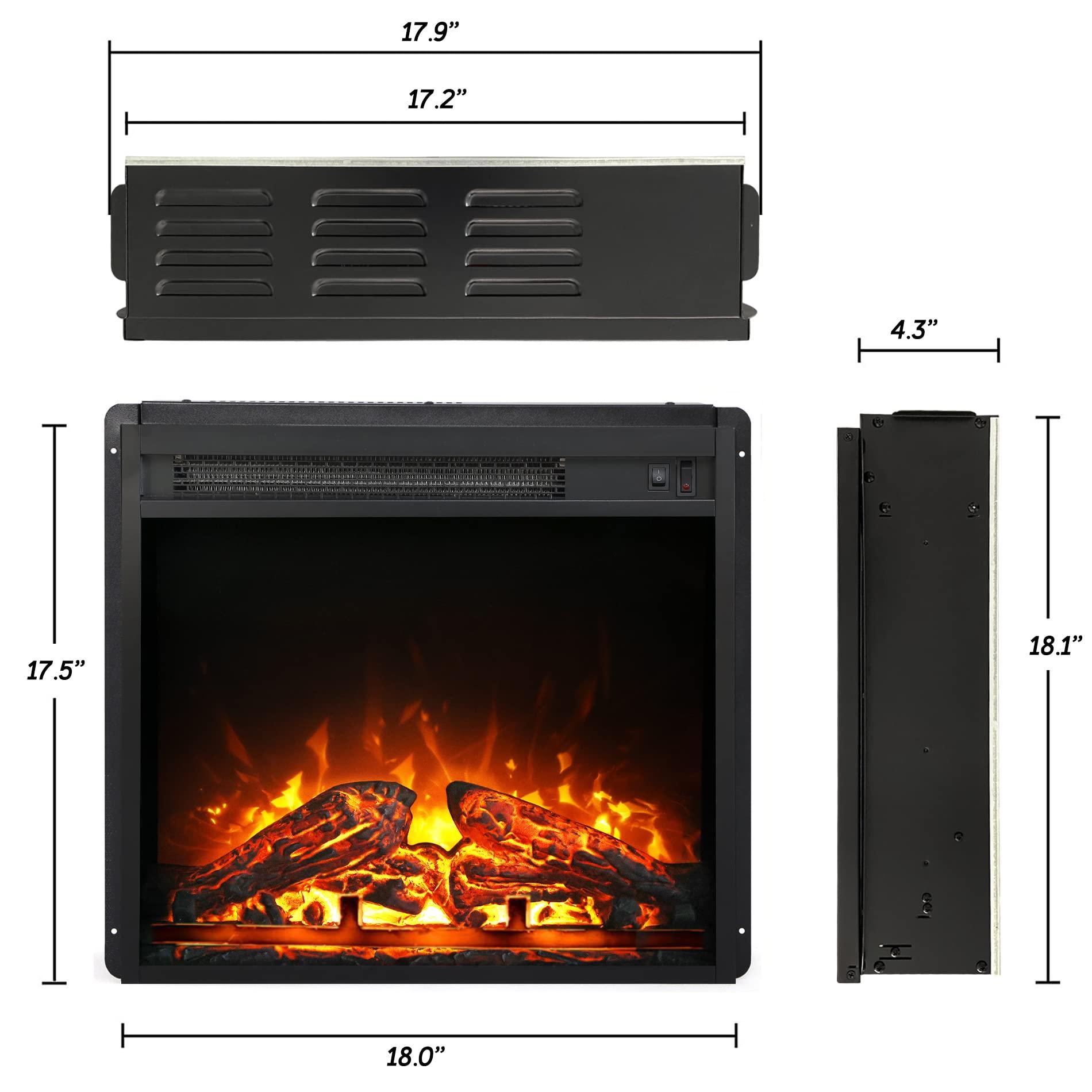 WAMPAT WAMPAT 18\" Electric Fireplace, in-Wall Recessed with Heater, Linear Wall Fireplace with Thermostat, Small Electric Stove for Bedroom Office, 1400W