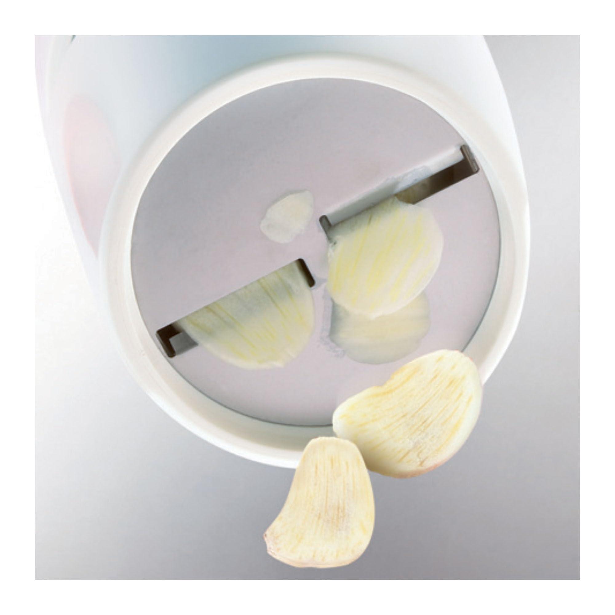 Leifheit Leifheit Gourmet Garlic Slicer, Sturdy Stainless Steel with ABS Plastic, German Craftsmanship, Twist-to-Cut, Dishwasher Safe, White and Red