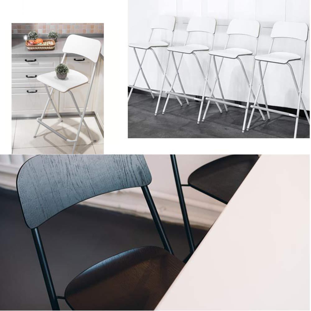 GDHY GDHY Folding BarStools Metal Kitchen Bar Chairs with Back Wooden Seat Counter Bar Stool 25 Inch High Collapsible Bar Stool Chairs (Black/White)