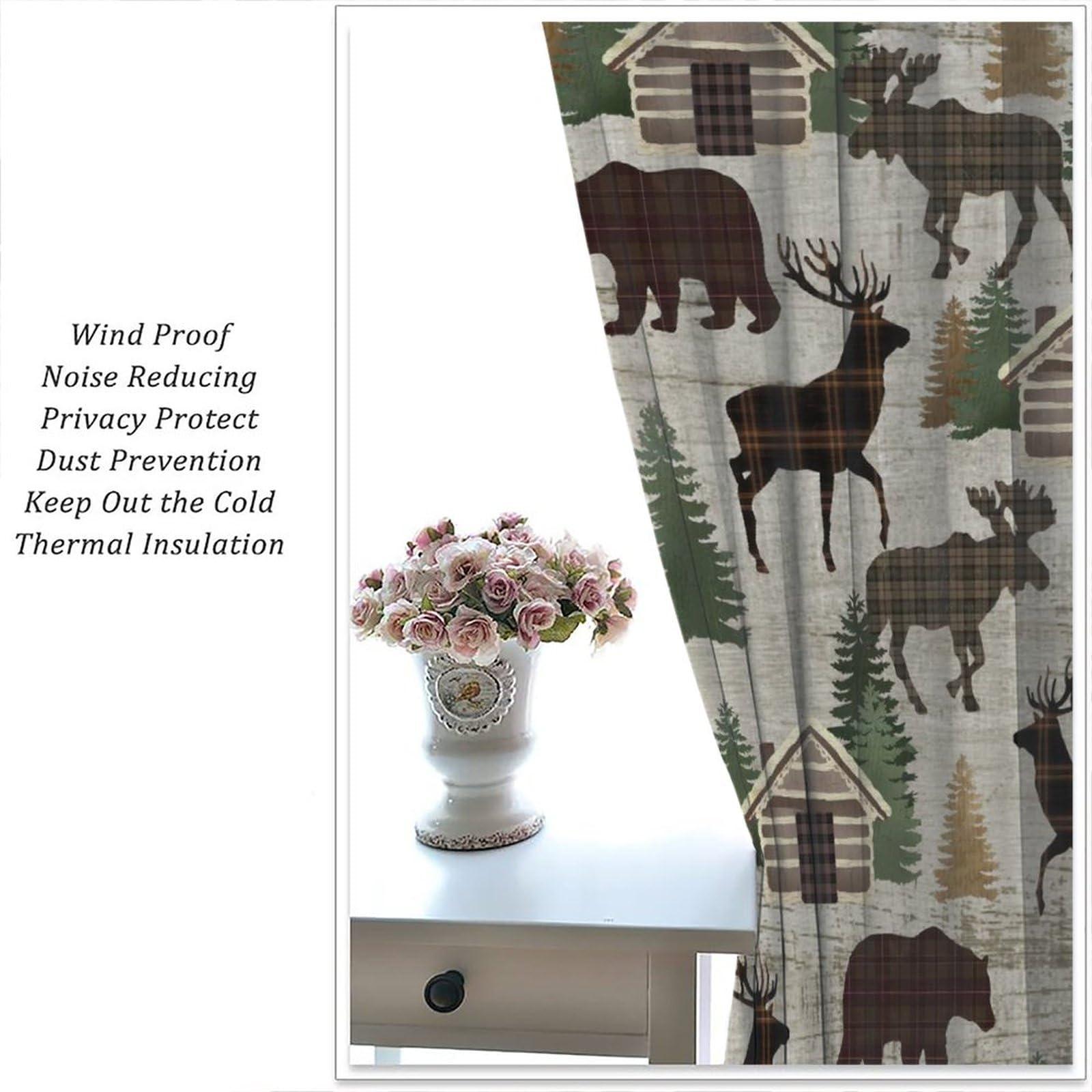 SENRUEGT SENRUEGT Retro Rustic Curtains,Country Western Farmhouse Cow Horse Blackout Window Treatments Drapes63x72in